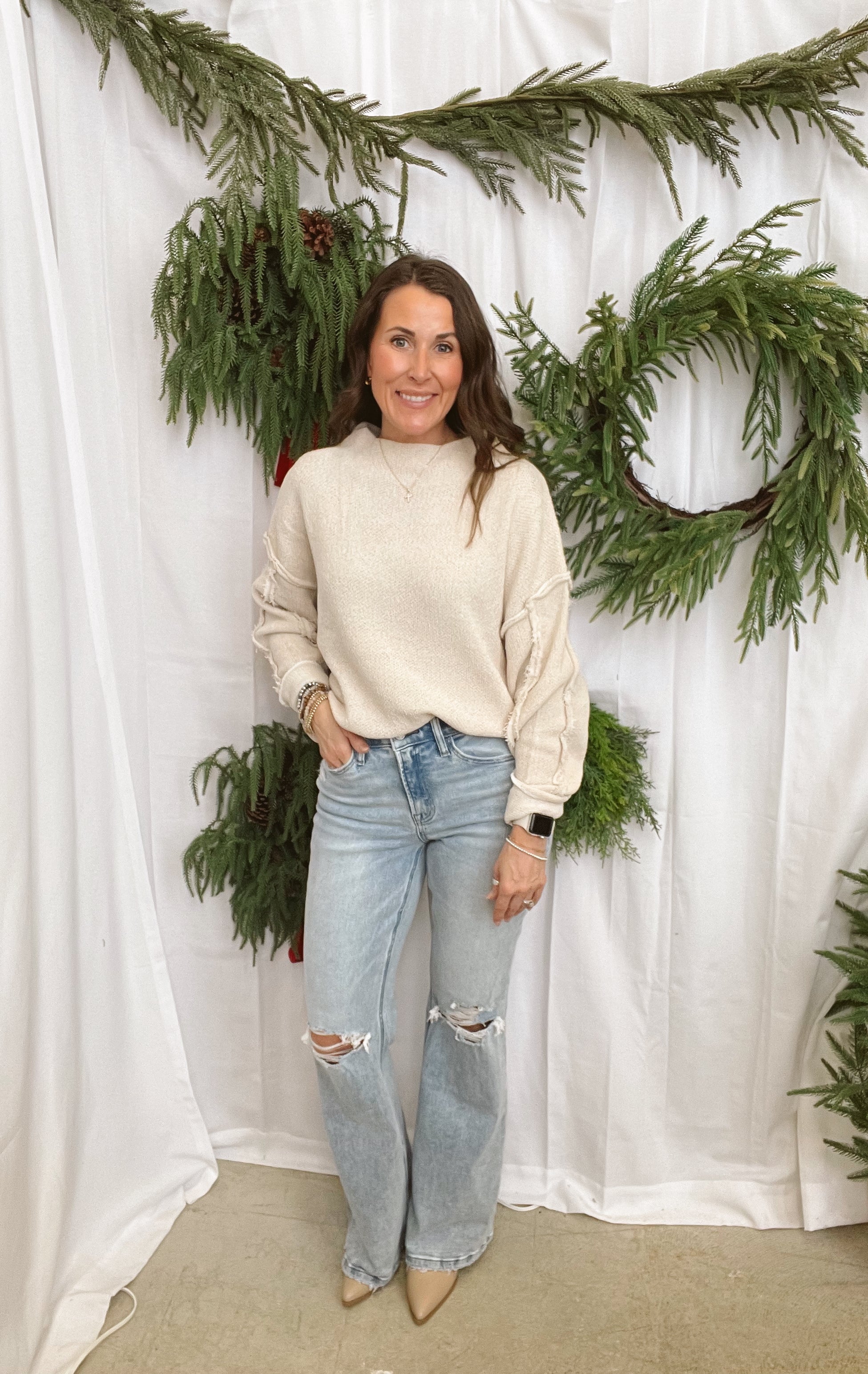 Oversized Mock Chenille Sweater-Sand Beige-Sweaters-Zenana-The Silo Boutique, Women's Fashion Boutique Located in Warren and Grand Forks North Dakota