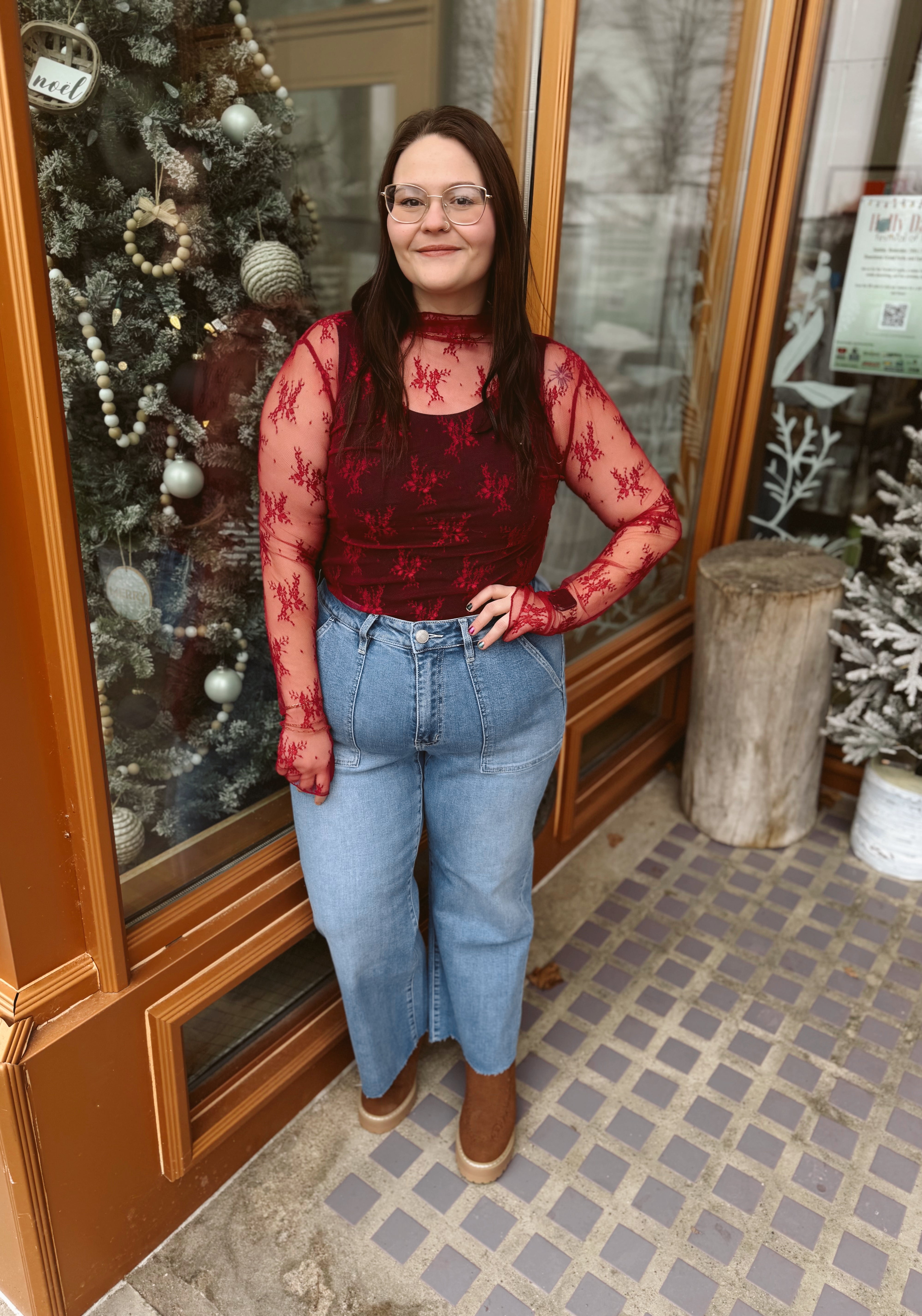 So Sweet Lace Long Sleeve Top-Long Sleeve Tops-sweet genisis-The Silo Boutique, Women's Fashion Boutique Located in Warren and Grand Forks North Dakota