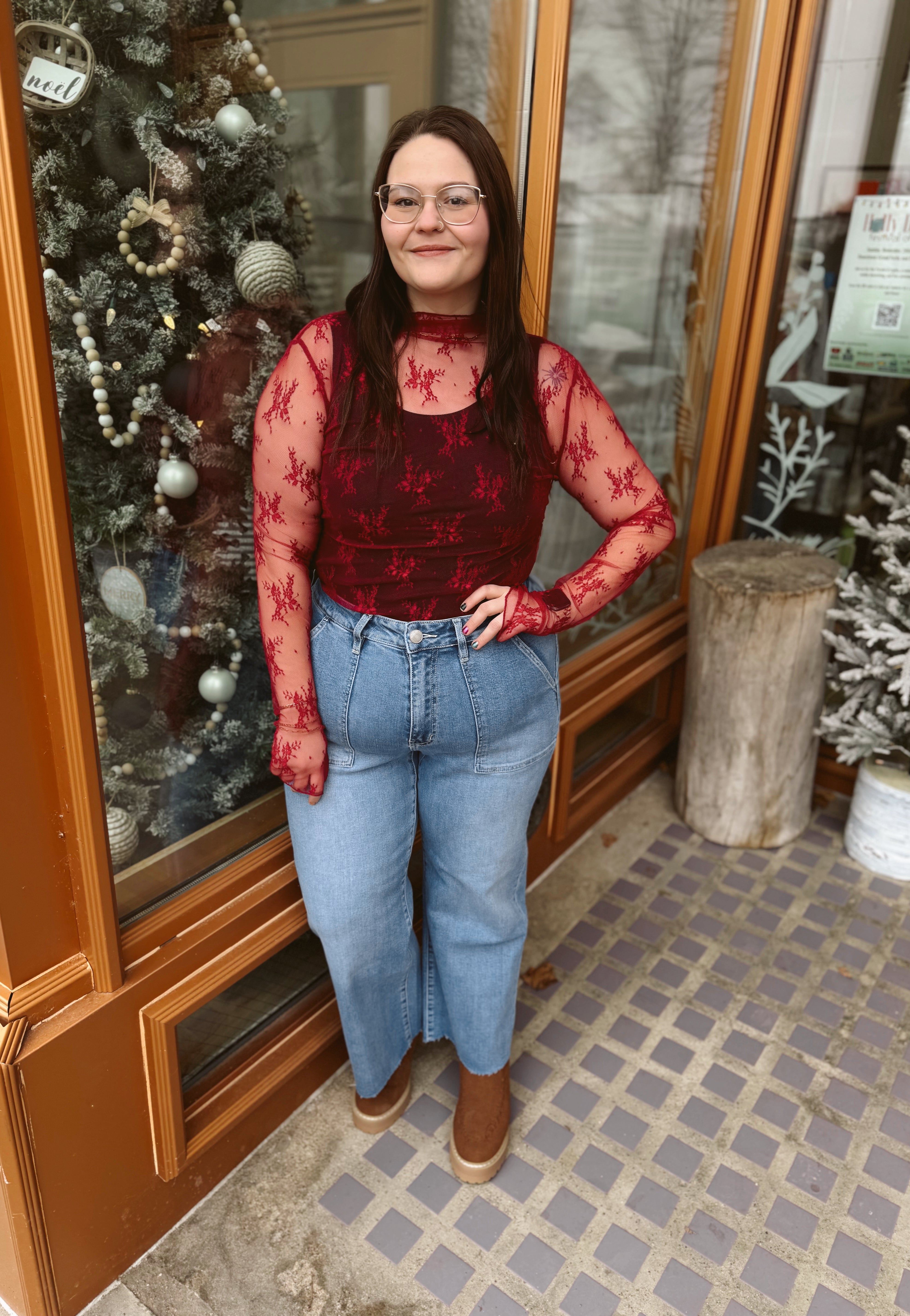 So Sweet Lace Long Sleeve Top-Long Sleeve Tops-sweet genisis-The Silo Boutique, Women's Fashion Boutique Located in Warren and Grand Forks North Dakota