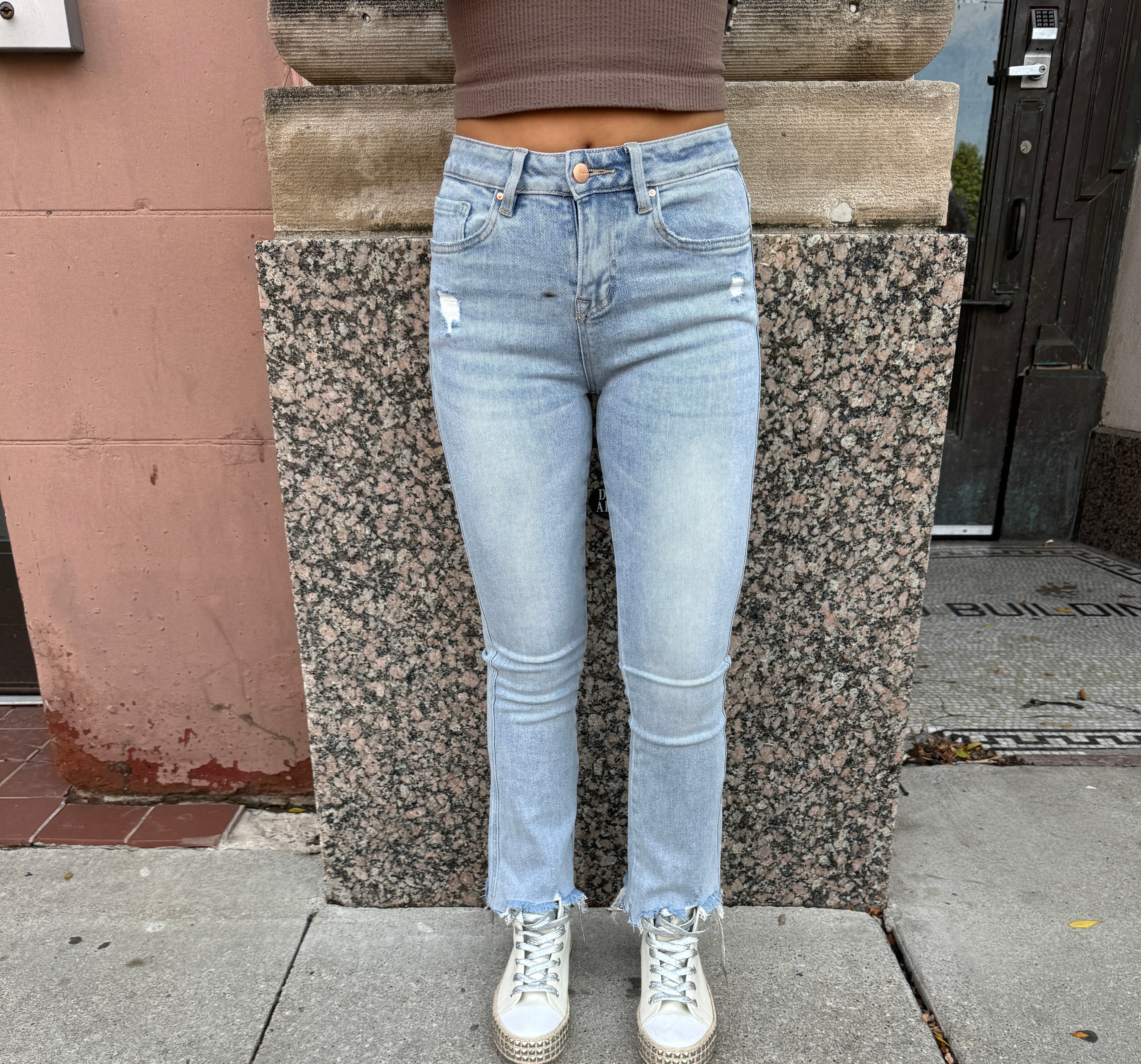 Mica Dodgers Blue Crop Jeans-Final Sale-Jeans-mica-The Silo Boutique, Women's Fashion Boutique Located in Warren and Grand Forks North Dakota