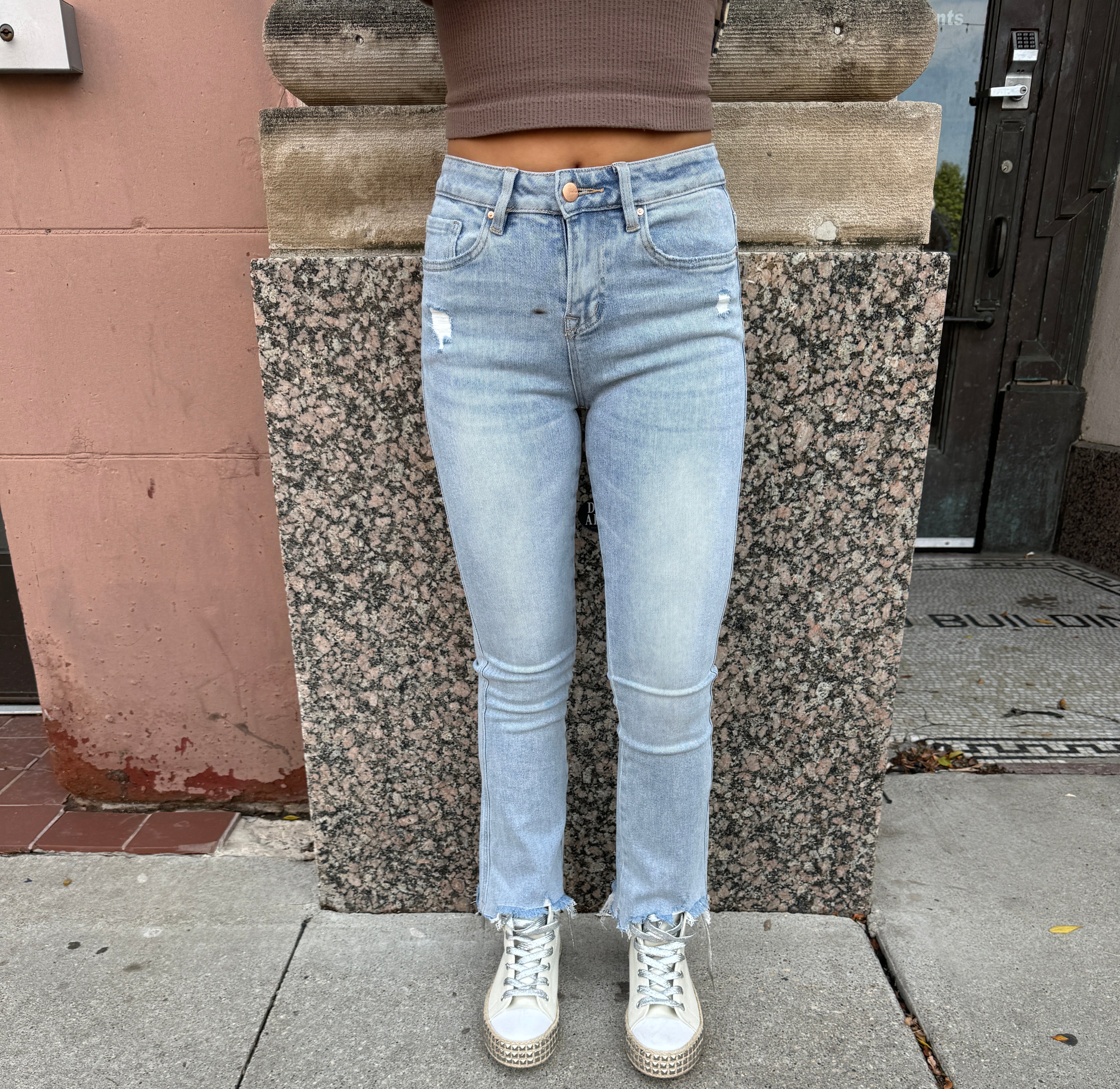 Mica Dodgers Blue Crop Jeans-Final Sale-Jeans-mica-The Silo Boutique, Women's Fashion Boutique Located in Warren and Grand Forks North Dakota