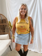 Raised On Country Music-Mustard-Tank Tops-heart and luv-The Silo Boutique, Women's Fashion Boutique Located in Warren and Grand Forks North Dakota