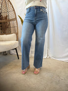 LTJ Paola Scissor Hem Light Medium Wash Jeans-Jeans-Letters to Juliet-The Silo Boutique, Women's Fashion Boutique Located in Warren and Grand Forks North Dakota