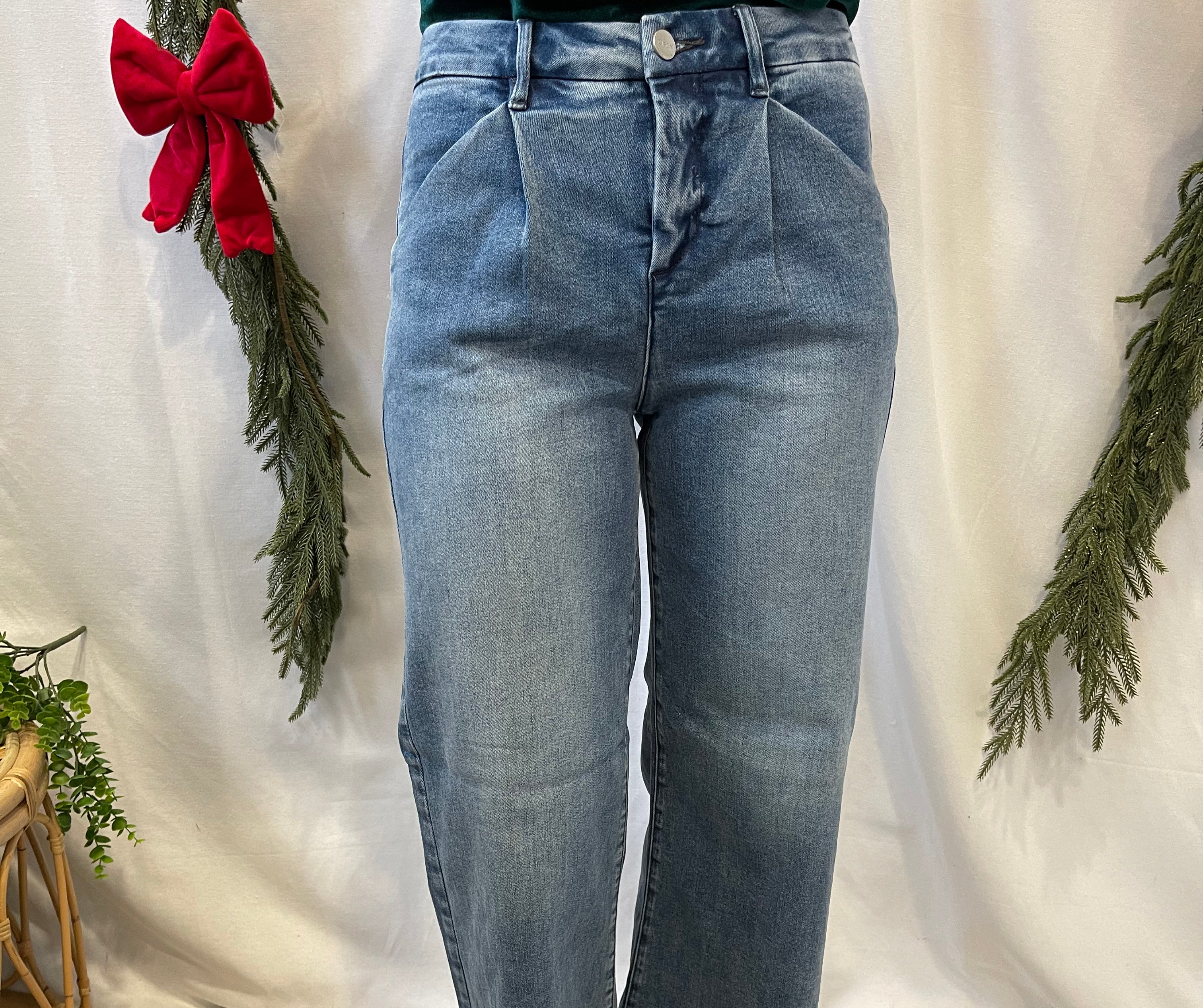 Risen Wide Leg Pleated Jeans-Final Sale-Jeans-risen-The Silo Boutique, Women's Fashion Boutique Located in Warren and Grand Forks North Dakota