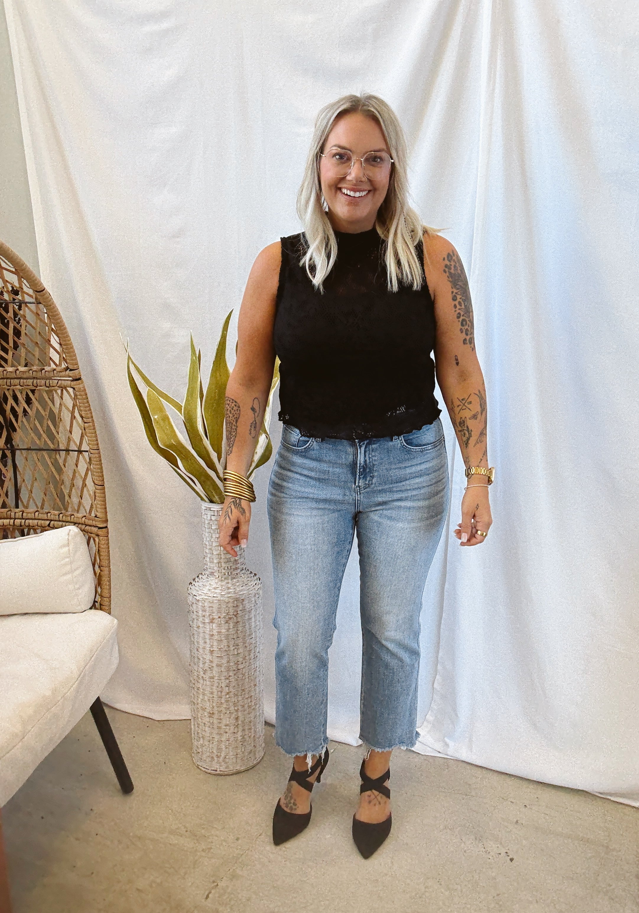 Mica Metallic Blue Crop Jeans-Final Sale-Jeans-mica-The Silo Boutique, Women's Fashion Boutique Located in Warren and Grand Forks North Dakota