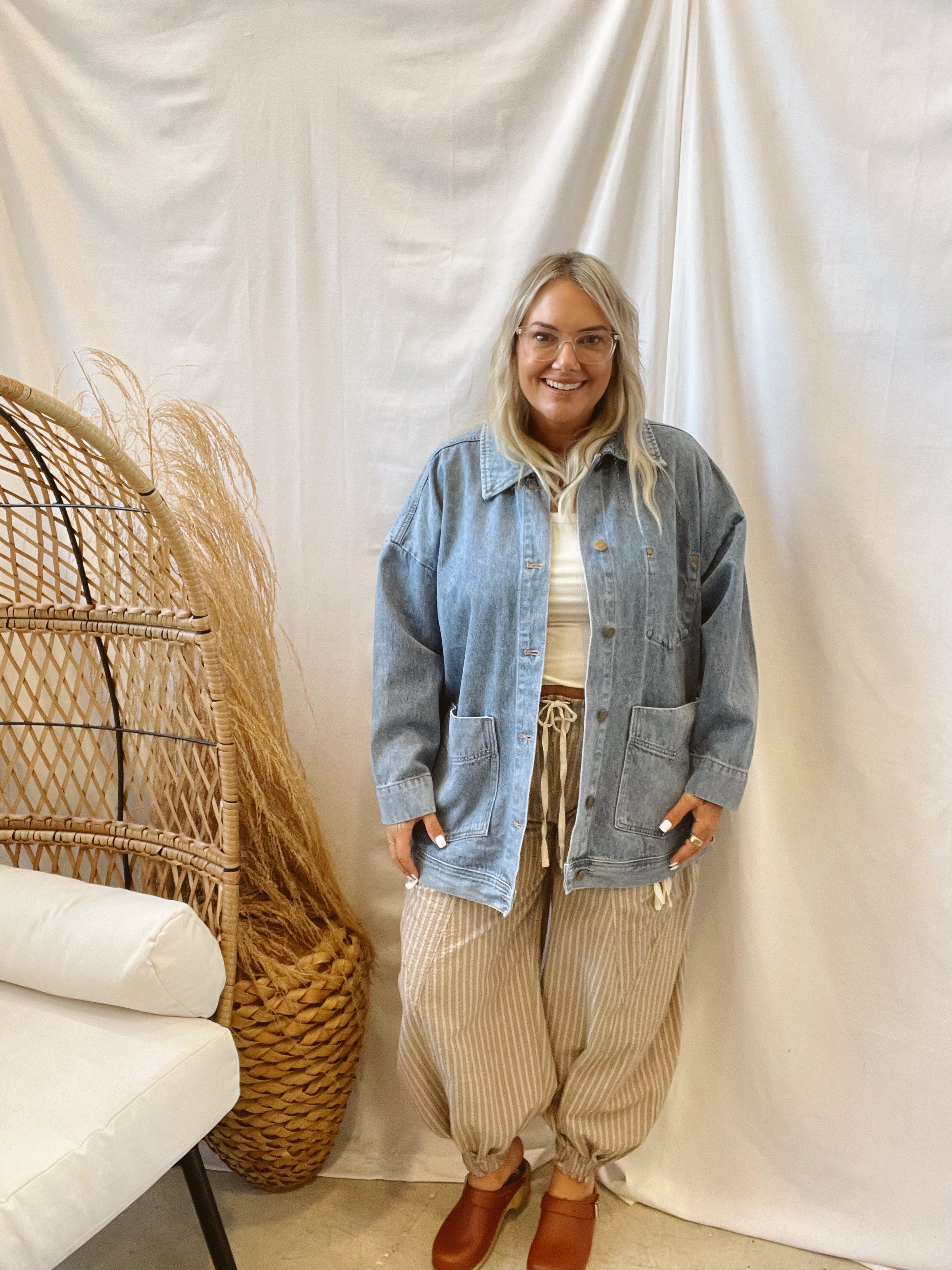 Blue Denim Boxy Cut Jacket-Coats & Jackets-mono b-The Silo Boutique, Women's Fashion Boutique Located in Warren and Grand Forks North Dakota