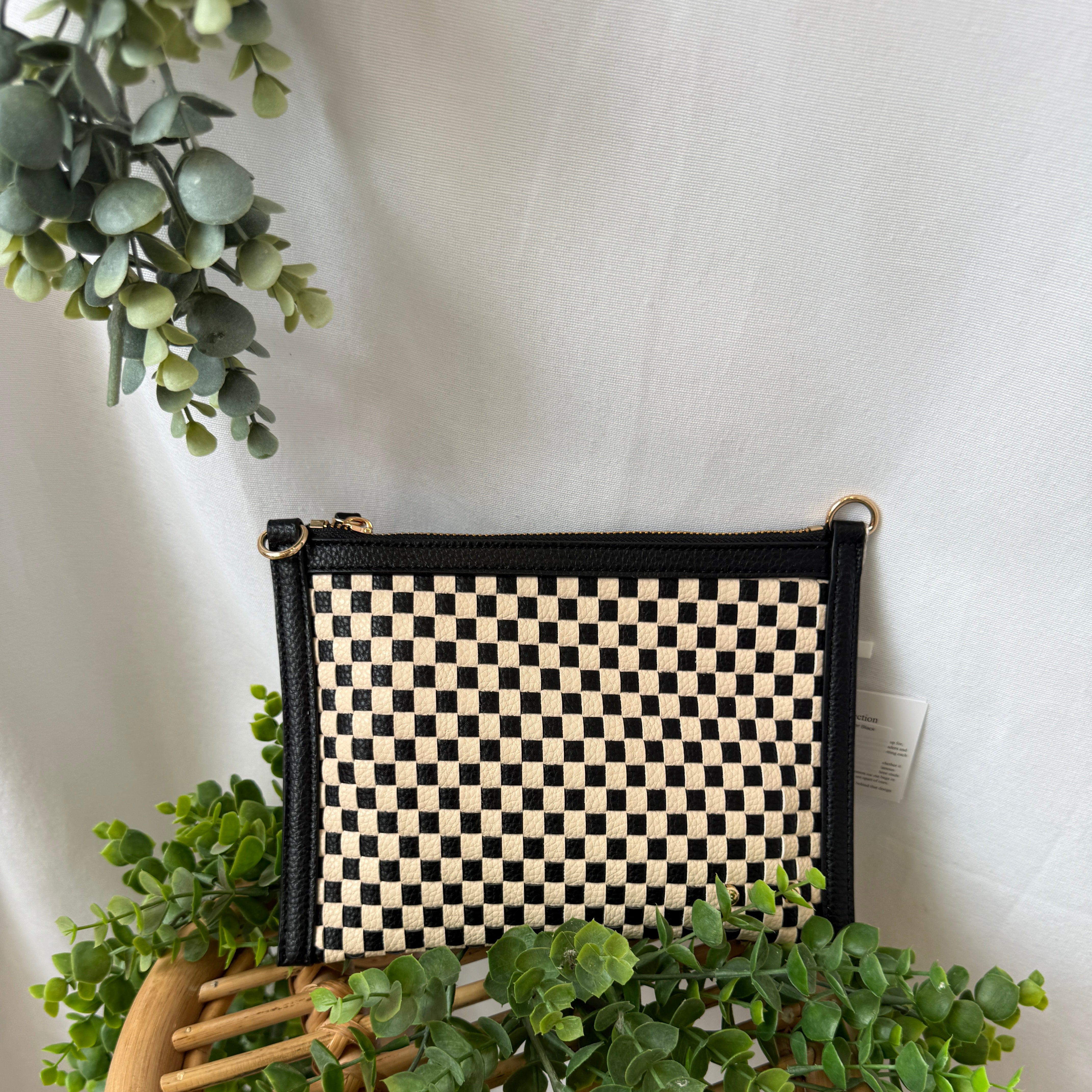 Pretty Simple Clutch Bag-Checker Black-The Silo Boutique-The Silo Boutique, Women's Fashion Boutique Located in Warren and Grand Forks North Dakota