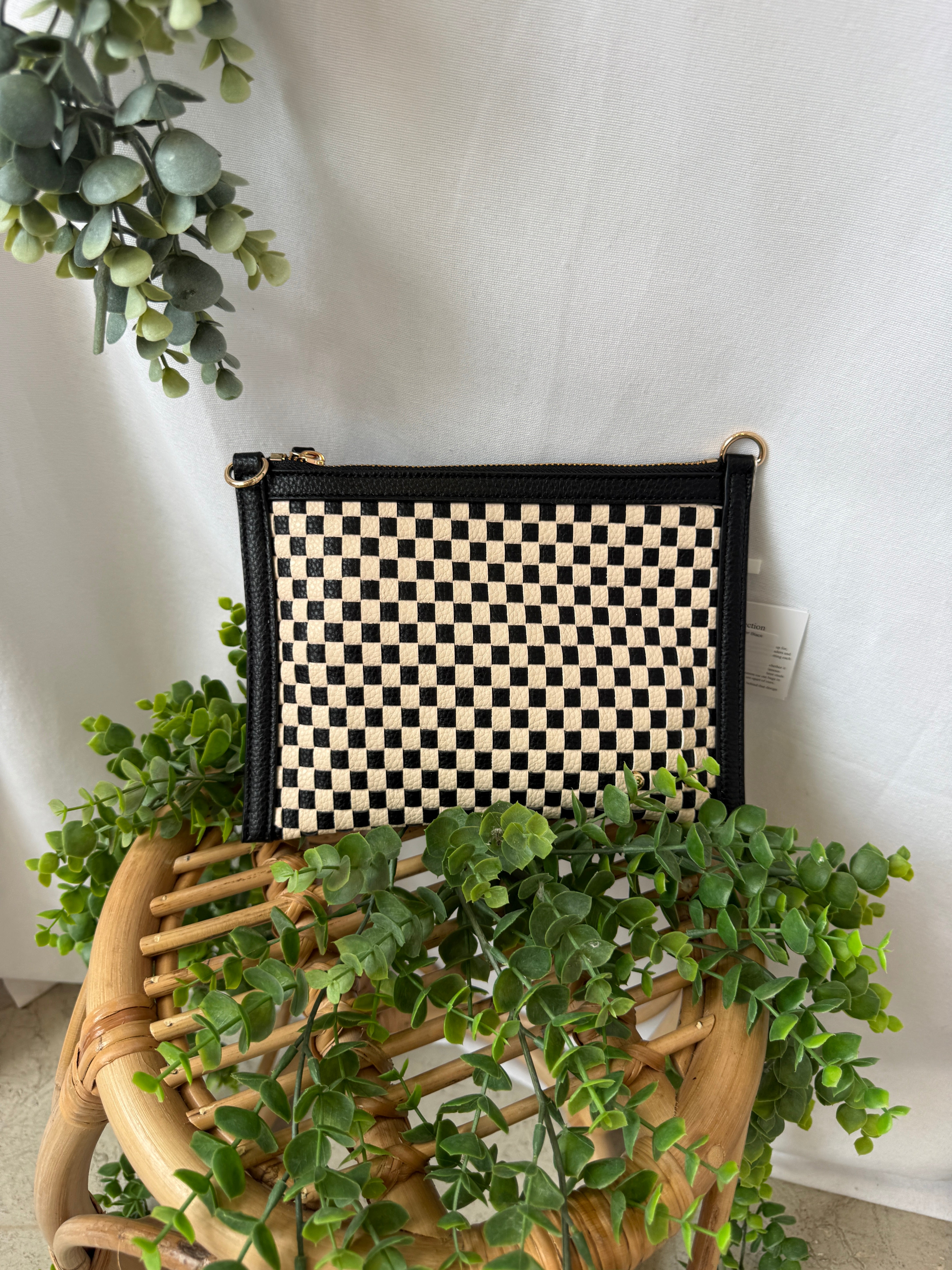 Pretty Simple Clutch Bag-Checker Black-The Silo Boutique-The Silo Boutique, Women's Fashion Boutique Located in Warren and Grand Forks North Dakota