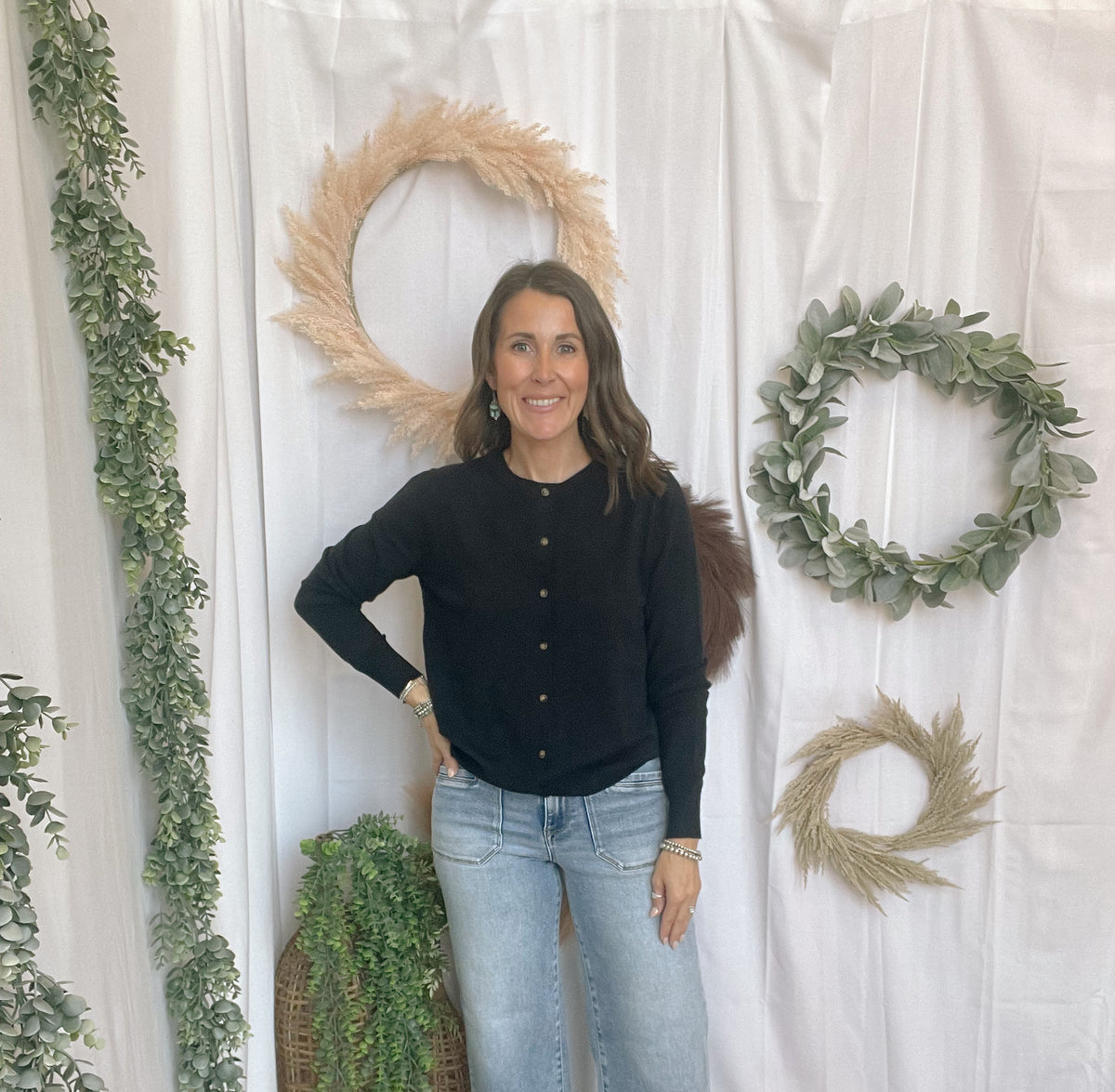 Celia Button Up Cardigan-Black-Cardigans-staccato-The Silo Boutique, Women's Fashion Boutique Located in Warren and Grand Forks North Dakota