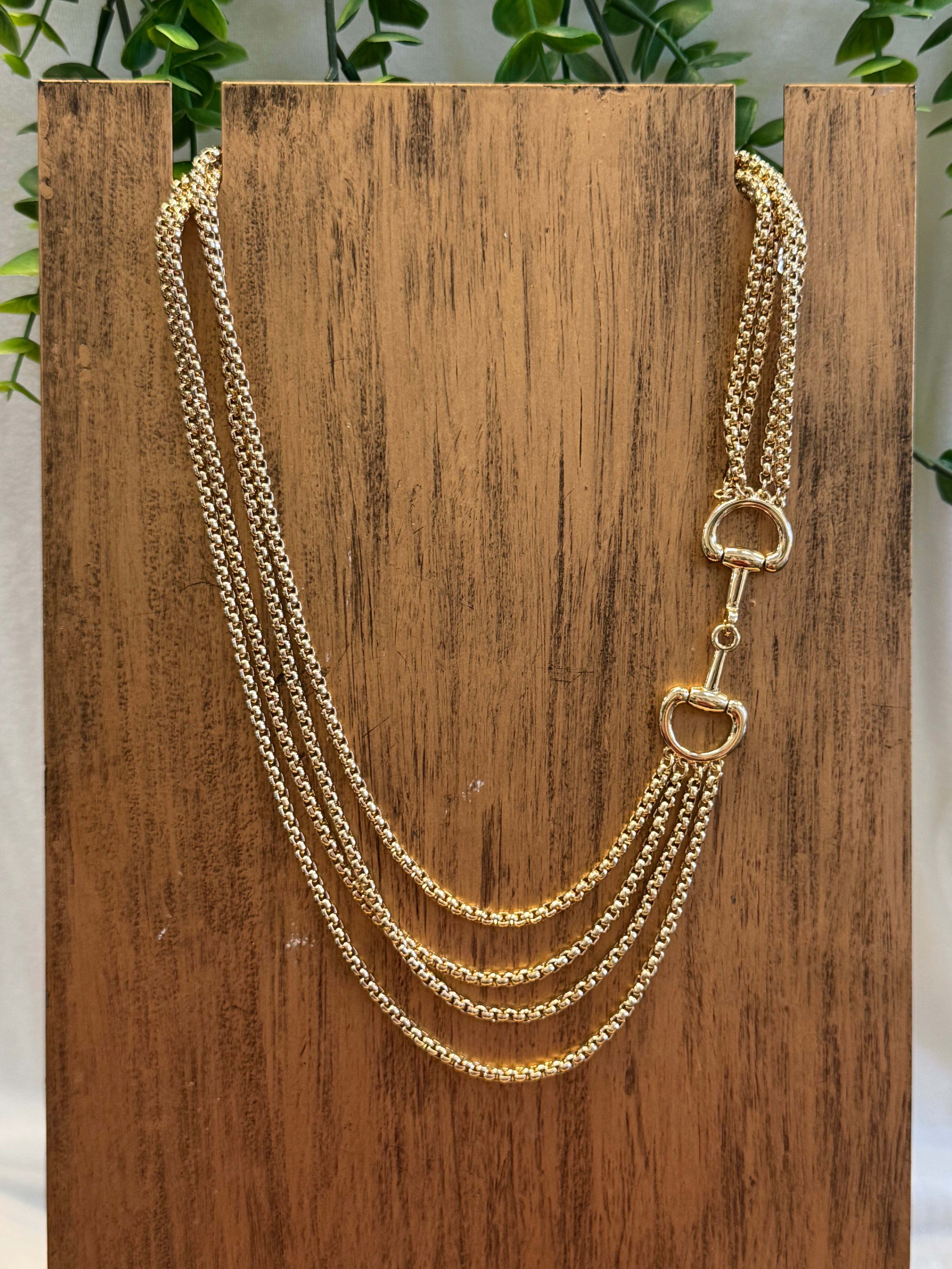 Layered Gold Horse Bit Necklace-Necklaces-Dallas Market-The Silo Boutique, Women's Fashion Boutique Located in Warren and Grand Forks North Dakota