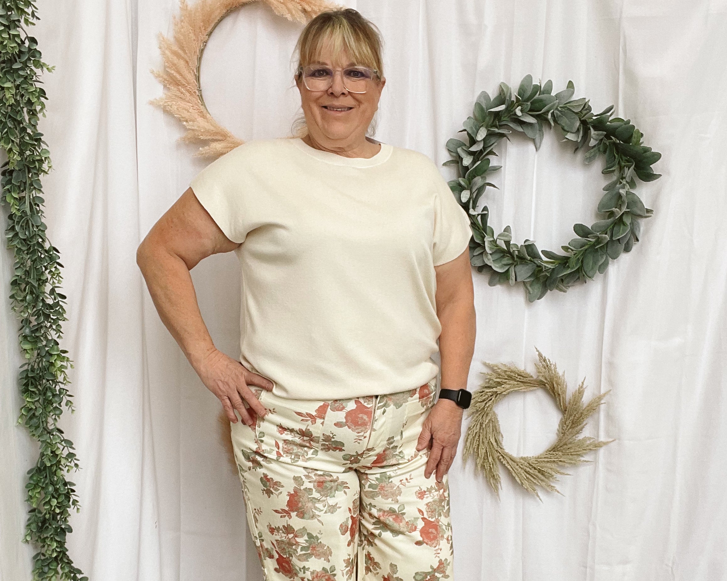 Sadie Floral Pants-Ivory-Pants-entro-The Silo Boutique, Women's Fashion Boutique Located in Warren and Grand Forks North Dakota