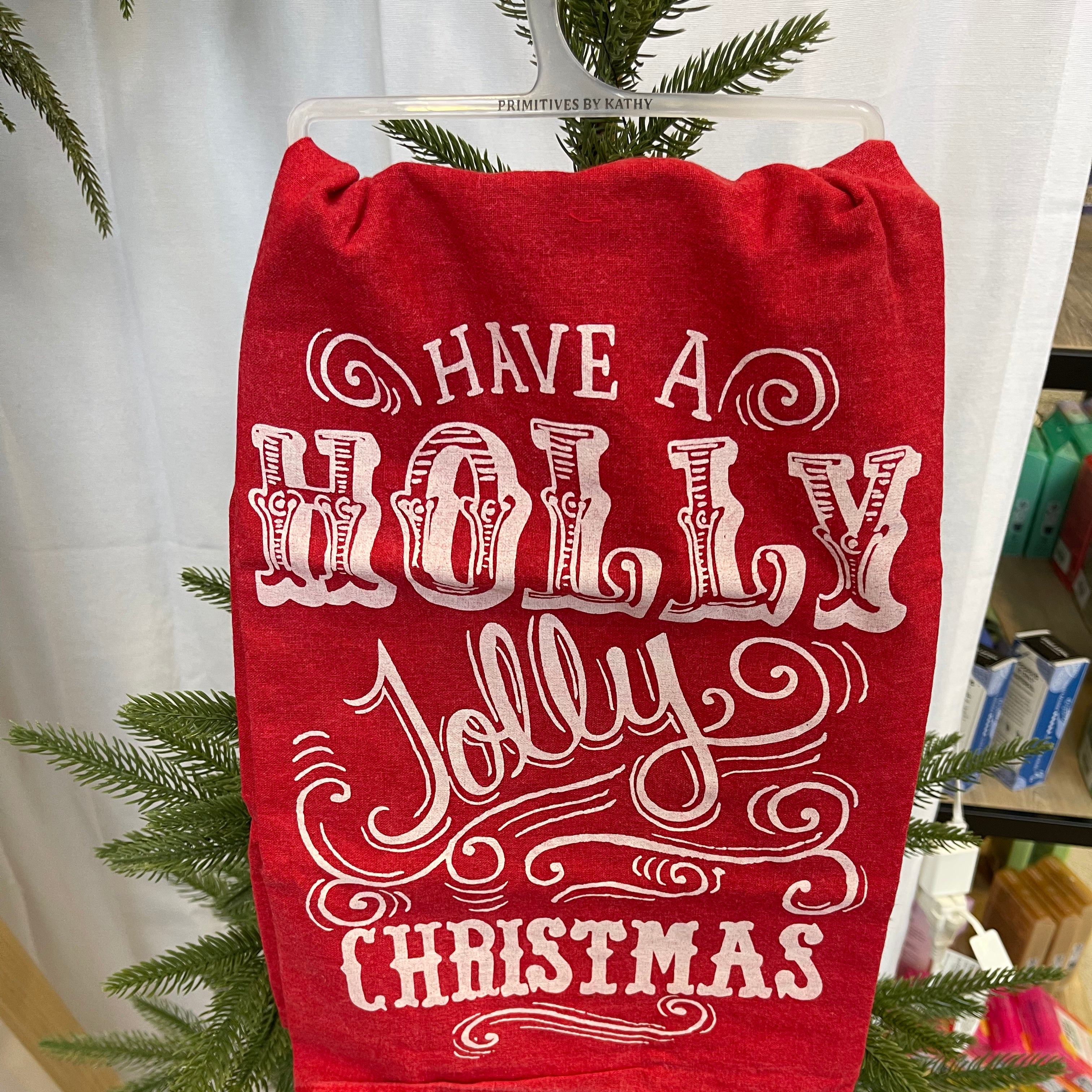 Holly Jolly Christmas Towel-Tea Towels-primitives-The Silo Boutique, Women's Fashion Boutique Located in Warren and Grand Forks North Dakota