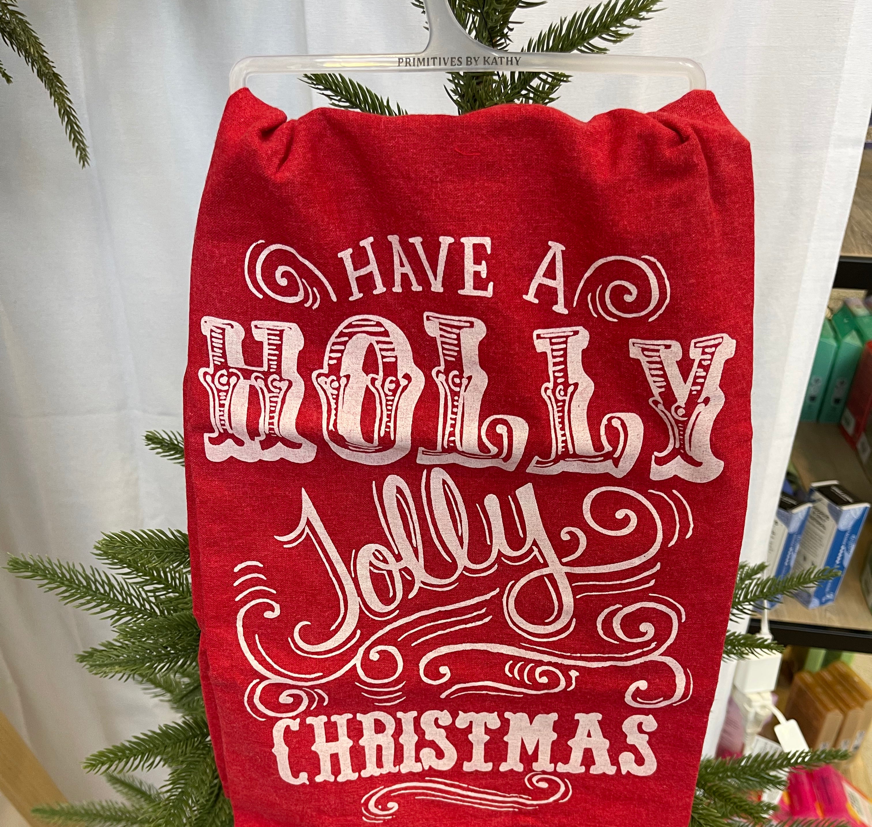 Holly Jolly Christmas Towel-Tea Towels-primitives-The Silo Boutique, Women's Fashion Boutique Located in Warren and Grand Forks North Dakota