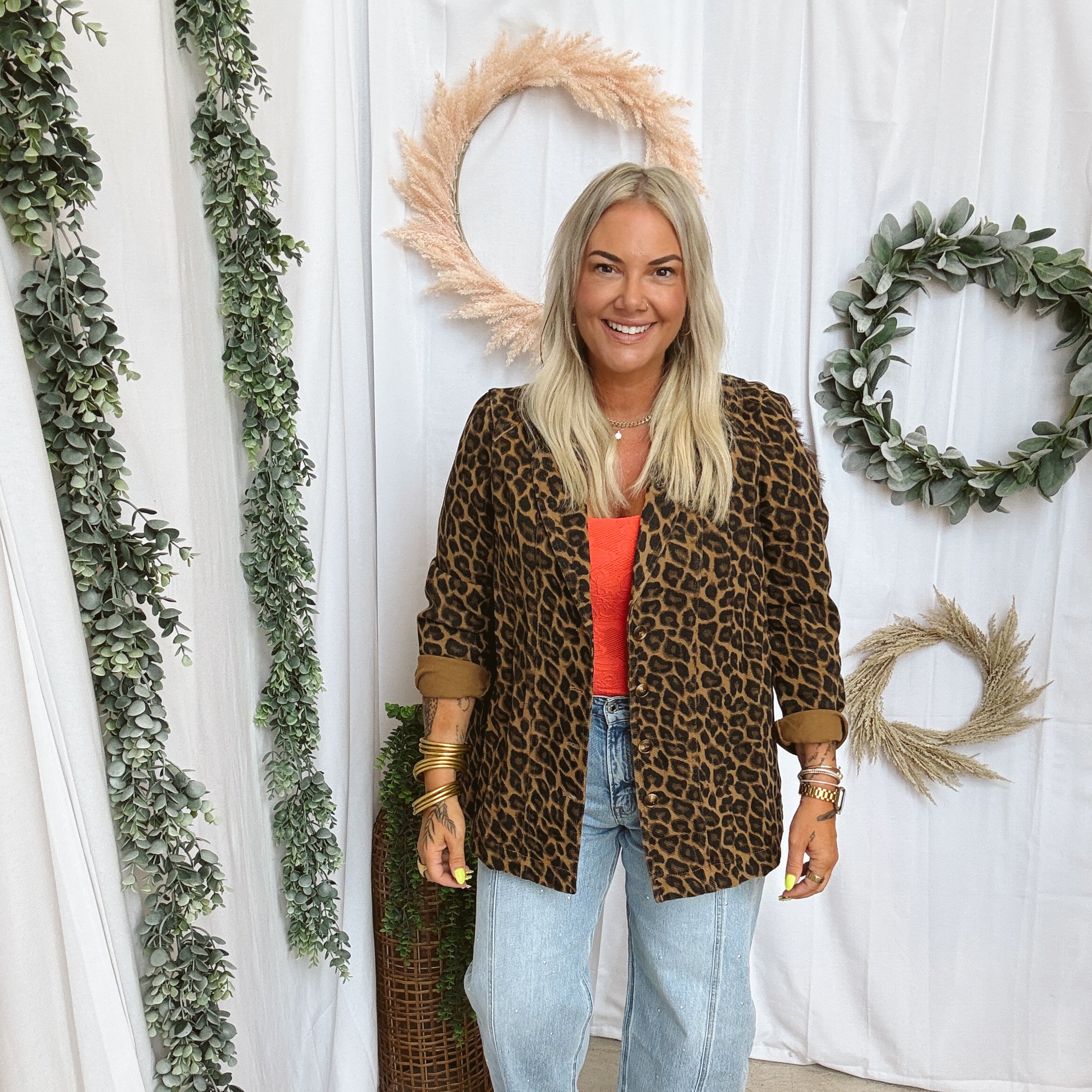 Lovie Leopard Blazer-Blazers-lovlov-The Silo Boutique, Women's Fashion Boutique Located in Warren and Grand Forks North Dakota