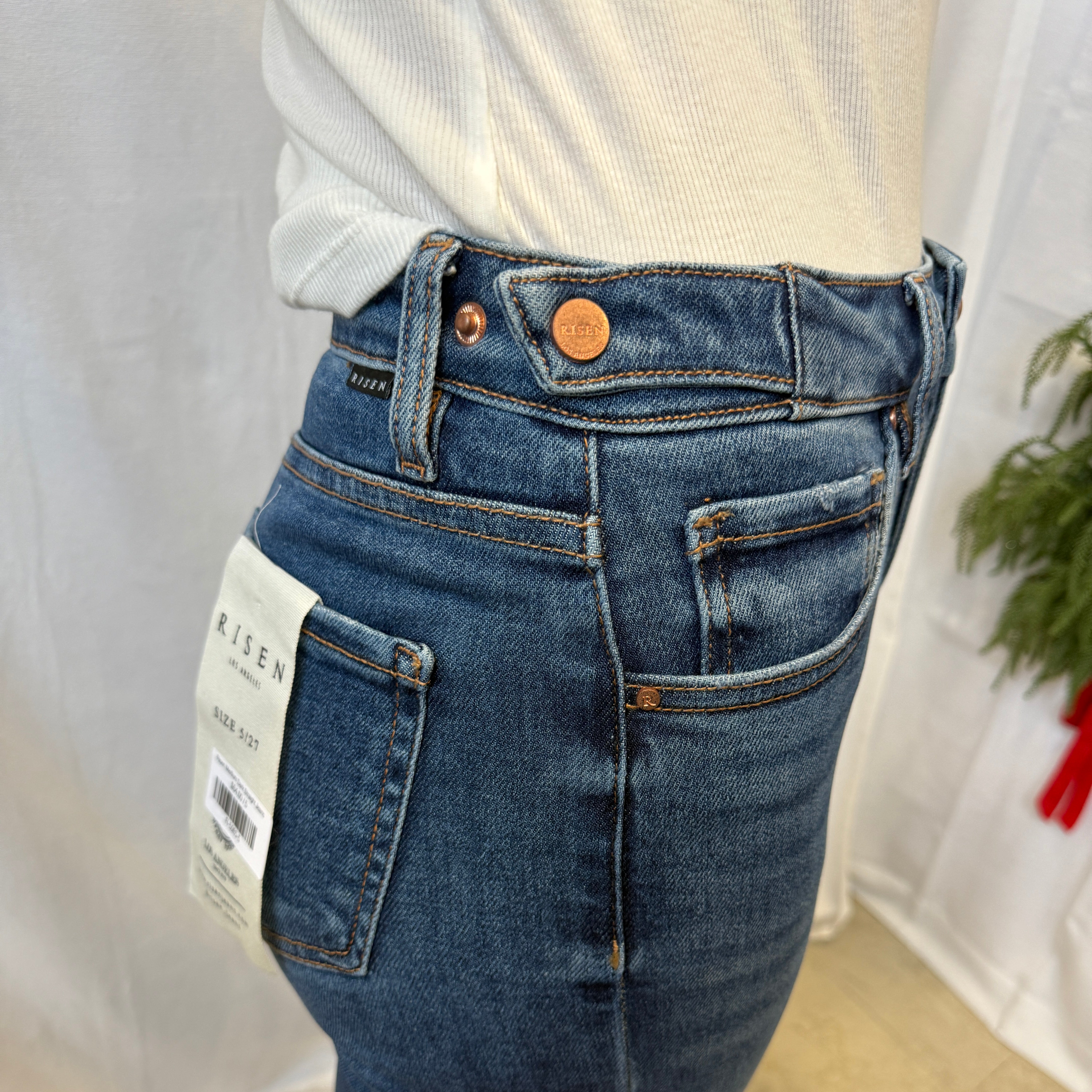 Risen Medium Dark Straight Jeans-Jeans-risen-The Silo Boutique, Women's Fashion Boutique Located in Warren and Grand Forks North Dakota
