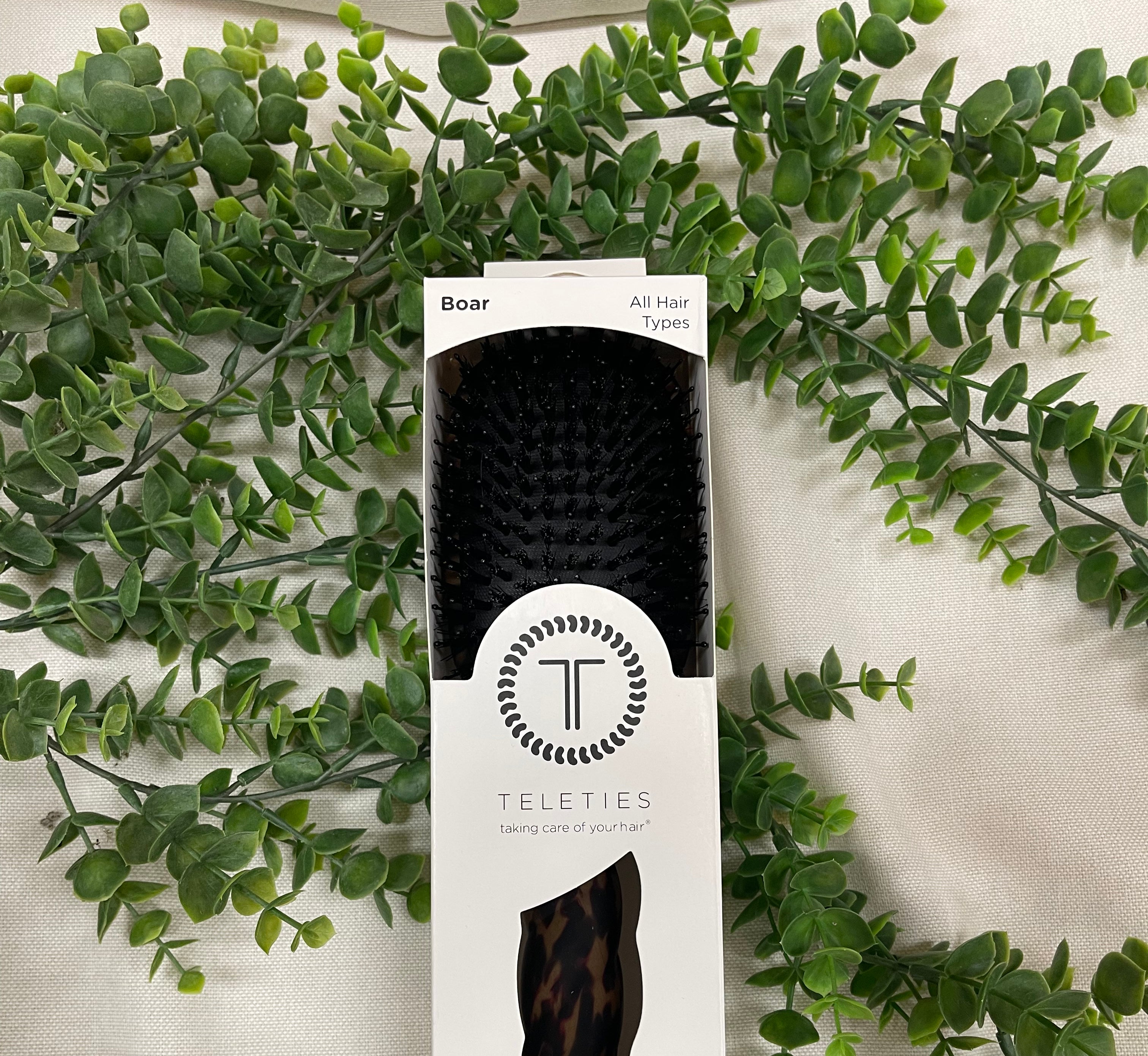 Teleties Boar Bristle Hair Brush - Tortoise-Hair Accessories-teleties-The Silo Boutique, Women's Fashion Boutique Located in Warren and Grand Forks North Dakota