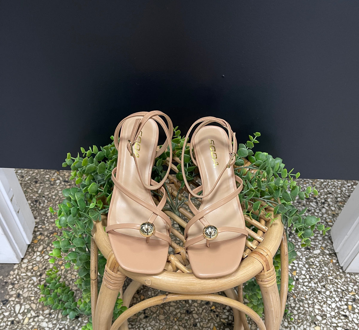 Soda Tuari Sandal Heel-Nude-Shoes-soda-The Silo Boutique, Women's Fashion Boutique Located in Warren and Grand Forks North Dakota