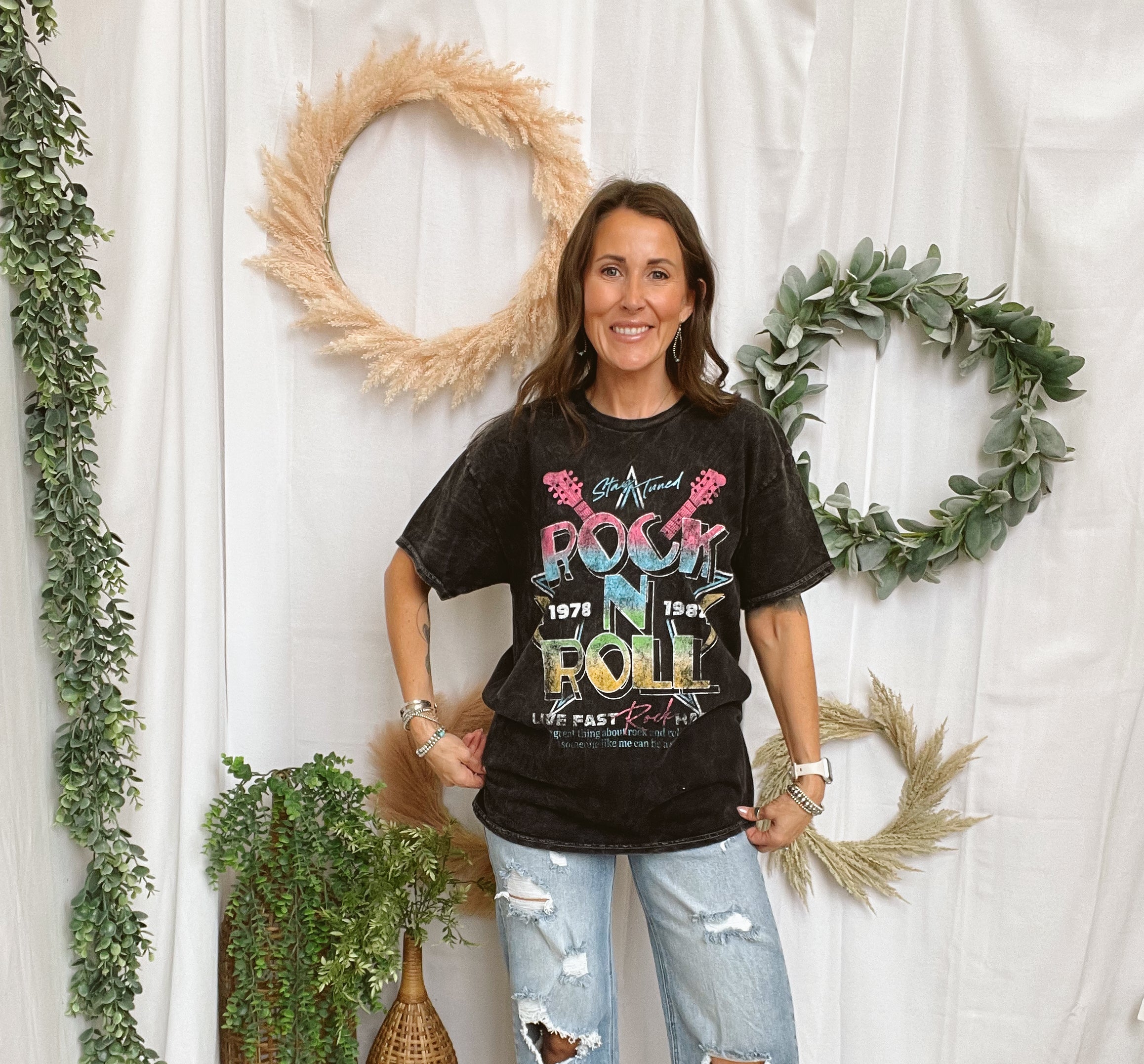 Claire Rock N Roll Tee-Graphic Tees-sweet claire-The Silo Boutique, Women's Fashion Boutique Located in Warren and Grand Forks North Dakota