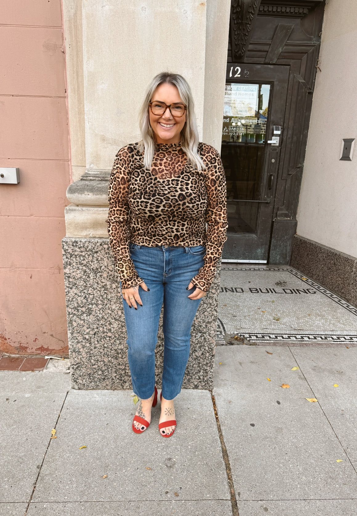 Leopard Sheer Top-Long Sleeve Tops-very j-The Silo Boutique, Women's Fashion Boutique Located in Warren and Grand Forks North Dakota