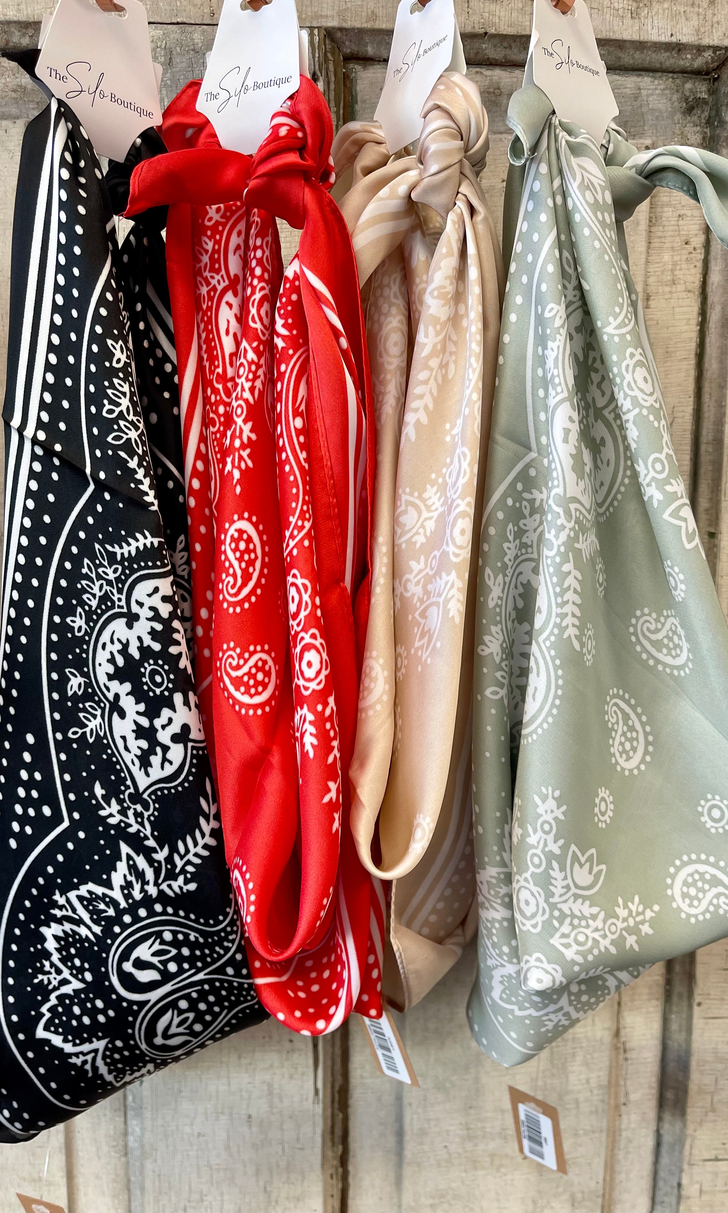 Paisley Bandana Satin Scarf-Scarves-leto-The Silo Boutique, Women's Fashion Boutique Located in Warren and Grand Forks North Dakota