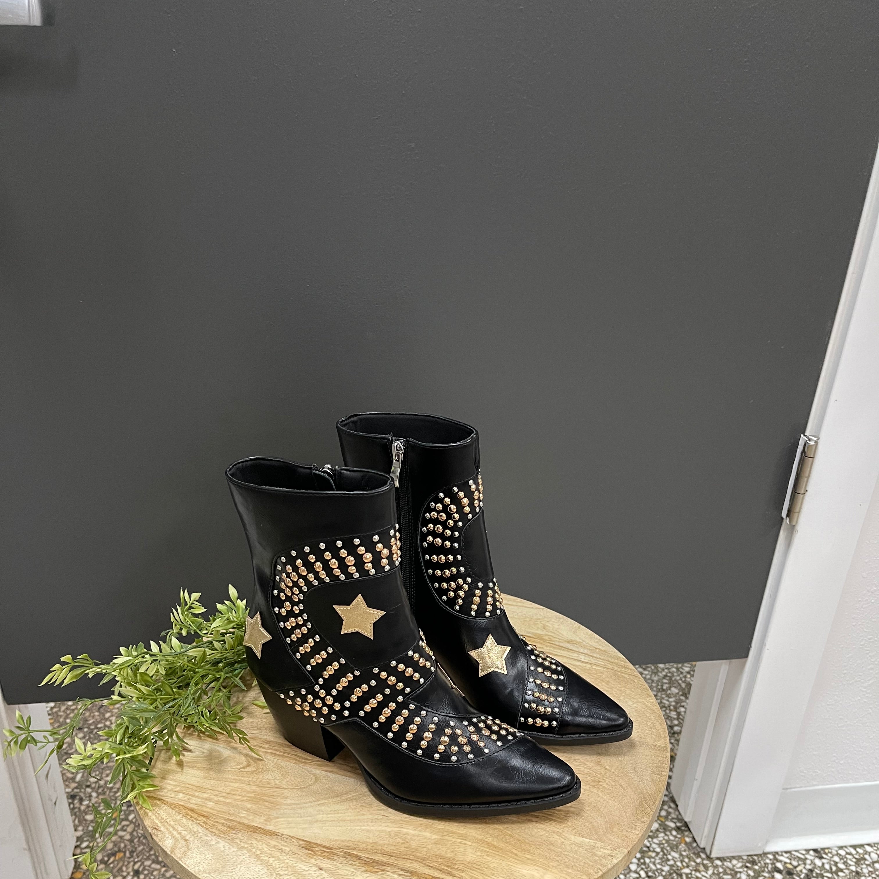 Beast Black Arisa Star Boots-Mules-Beast-The Silo Boutique, Women's Fashion Boutique Located in Warren and Grand Forks North Dakota