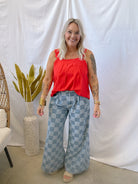 Washed Bibi Checkered Jeans-Final Sale-Jeans-bibi-The Silo Boutique, Women's Fashion Boutique Located in Warren and Grand Forks North Dakota
