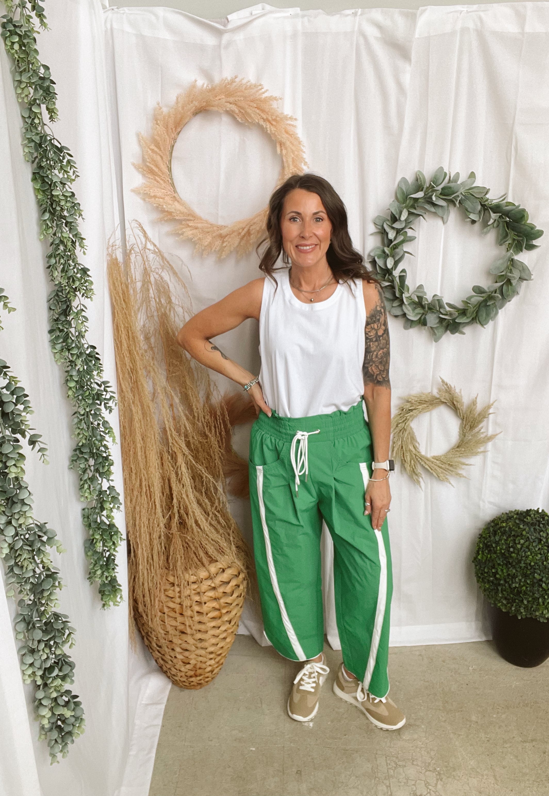 Bucket Windbreaker Pants-Green-Pants-bucketlist-The Silo Boutique, Women's Fashion Boutique Located in Warren and Grand Forks North Dakota