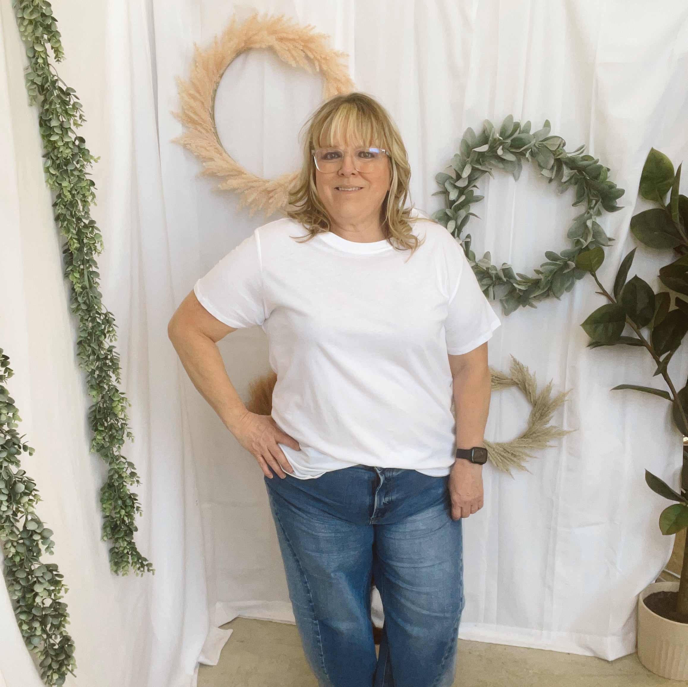 Boyfriend Round Neck Tee-White-Short Sleeve Tops-Zenana-The Silo Boutique, Women's Fashion Boutique Located in Warren and Grand Forks North Dakota