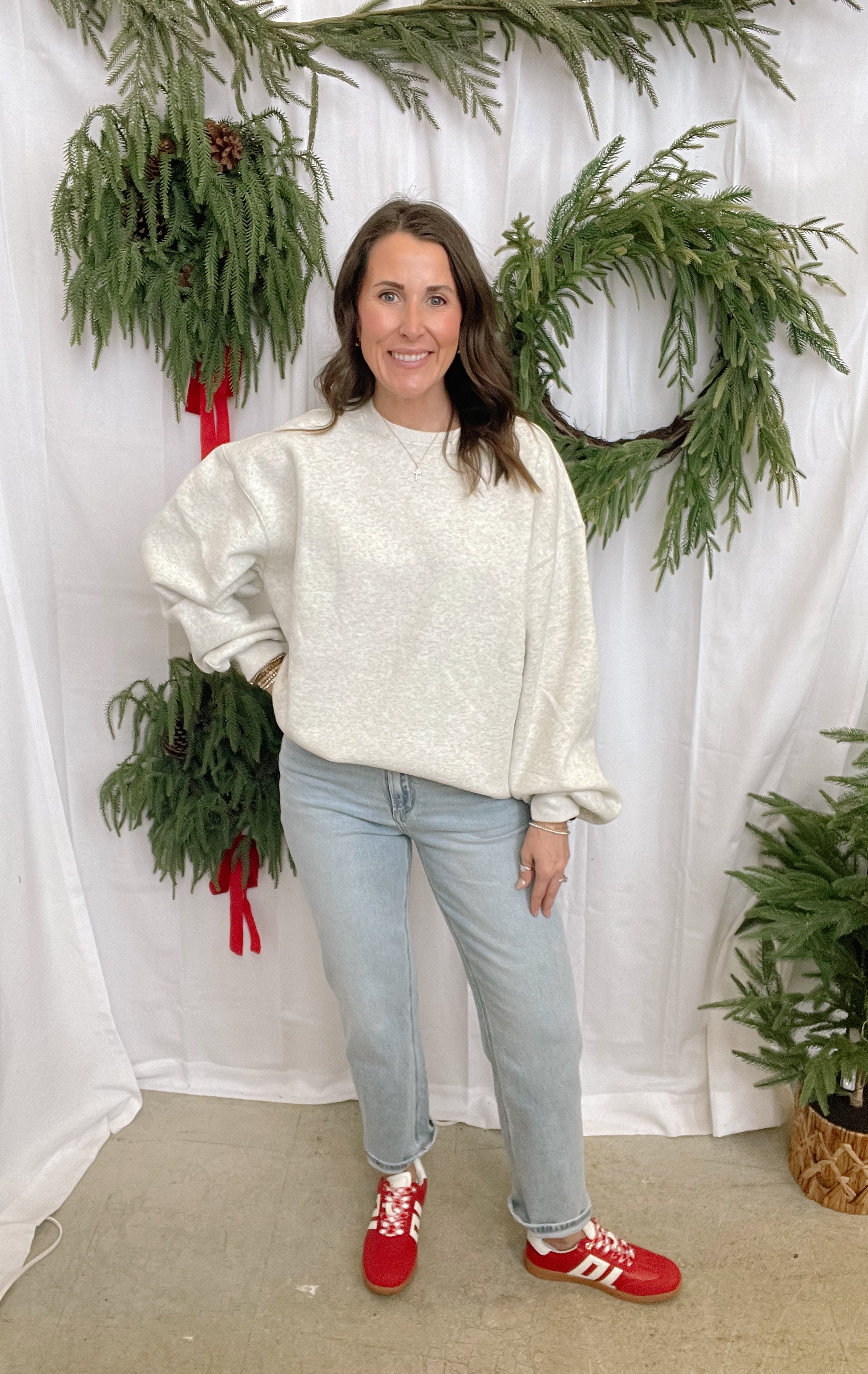 Heather Crew Sweatshirt-Sweatshirts-tictoc-The Silo Boutique, Women's Fashion Boutique Located in Warren and Grand Forks North Dakota