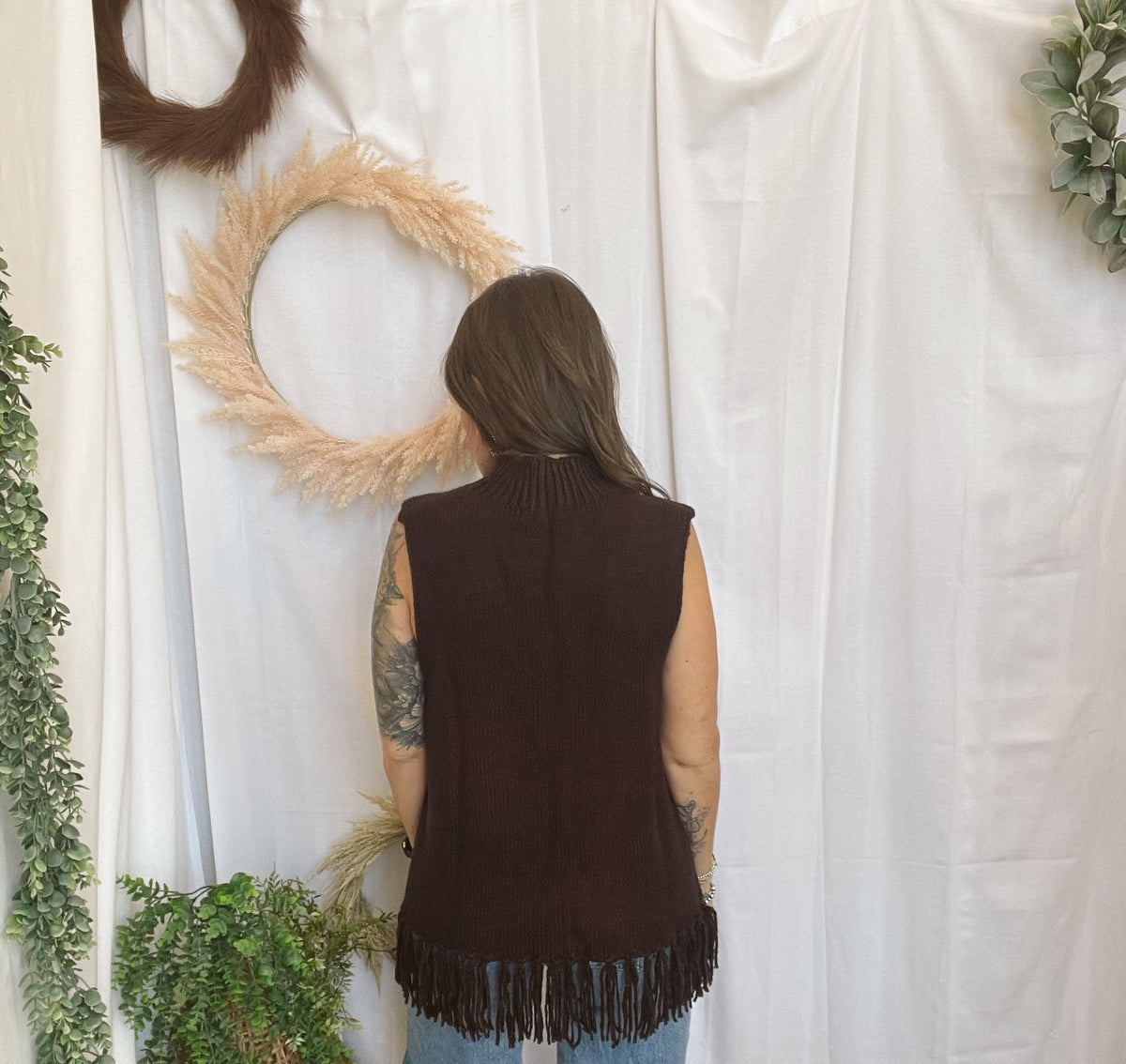 Felicia Fringe Sweater Vest-Brown-Vests-hyfve-The Silo Boutique, Women's Fashion Boutique Located in Warren and Grand Forks North Dakota