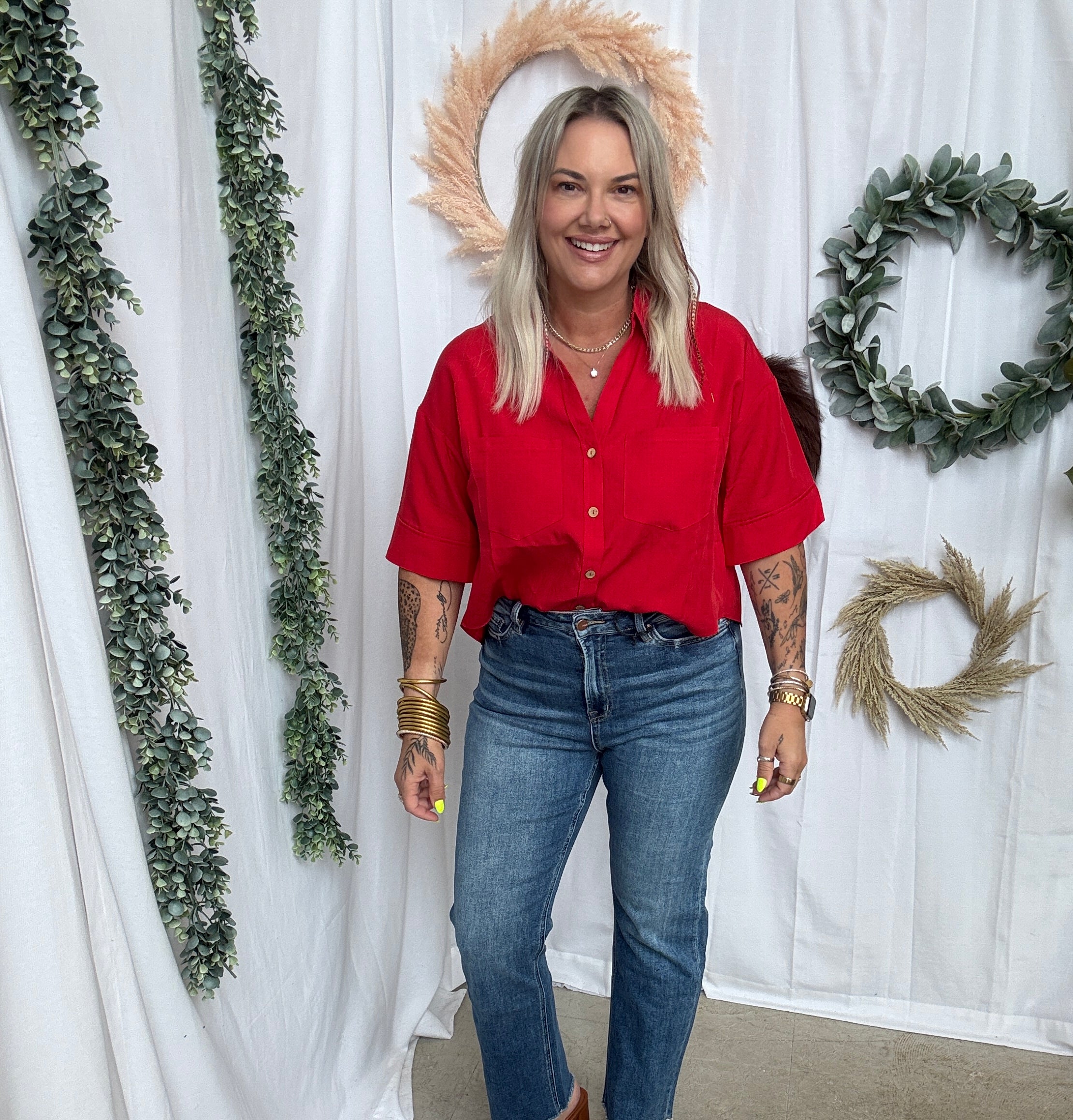 Mica Medium Blue Straight Leg Jeans-Jeans-mica-The Silo Boutique, Women's Fashion Boutique Located in Warren and Grand Forks North Dakota