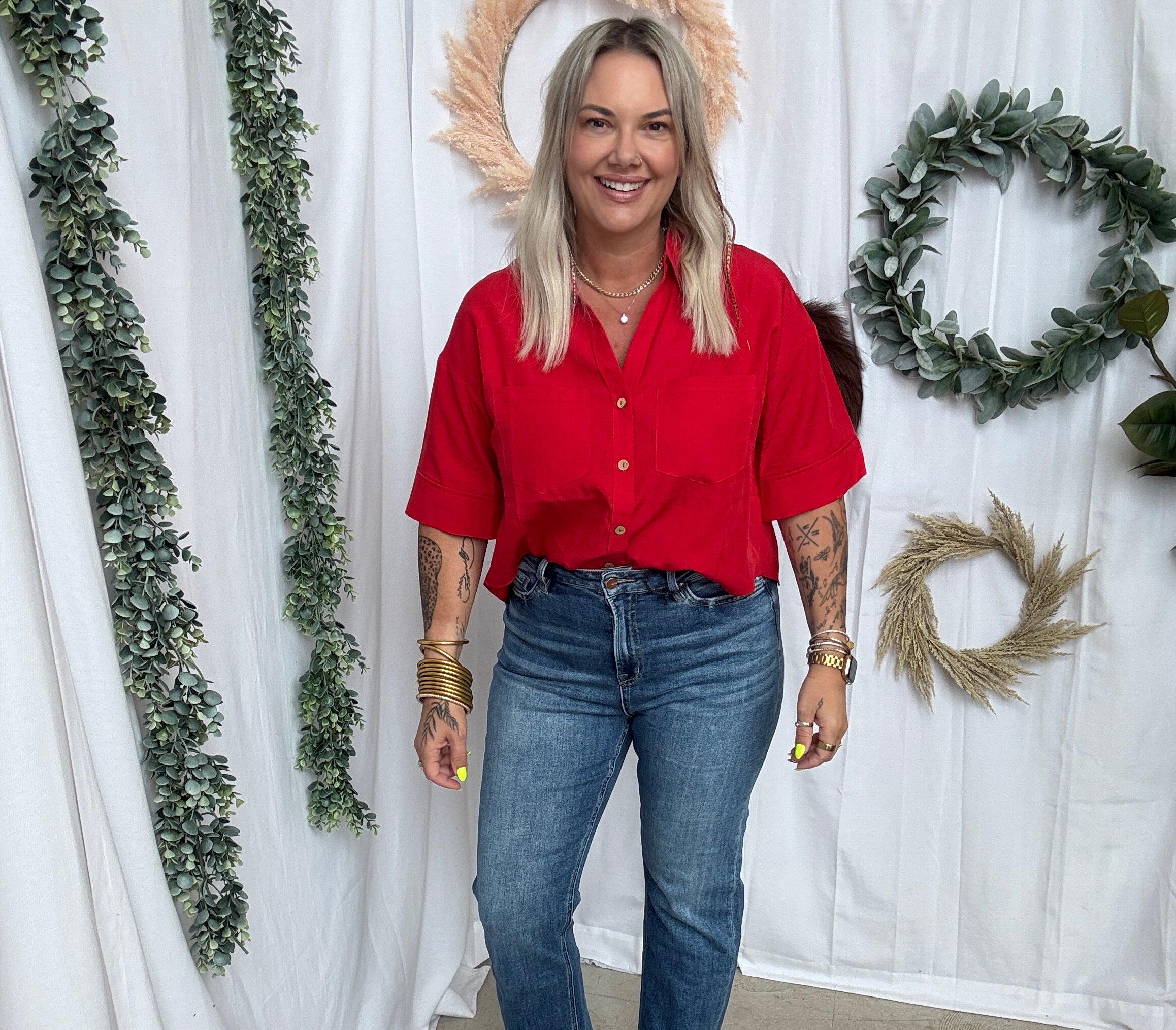 Mica Medium Blue Straight Leg Jeans-Jeans-mica-The Silo Boutique, Women's Fashion Boutique Located in Warren and Grand Forks North Dakota