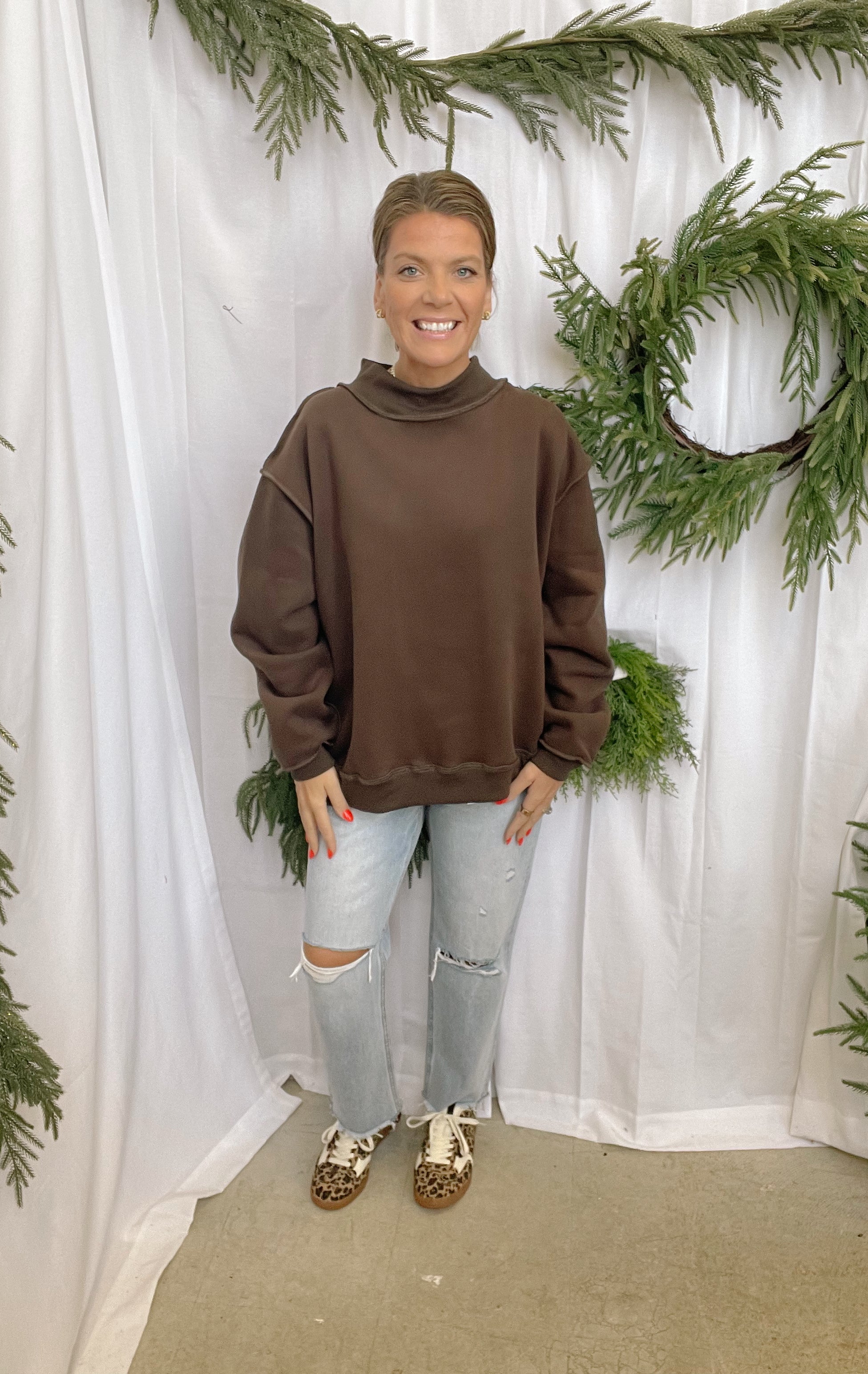 Brown Favorite Sweatshirt-Sweatshirts-bucketlist-The Silo Boutique, Women's Fashion Boutique Located in Warren and Grand Forks North Dakota