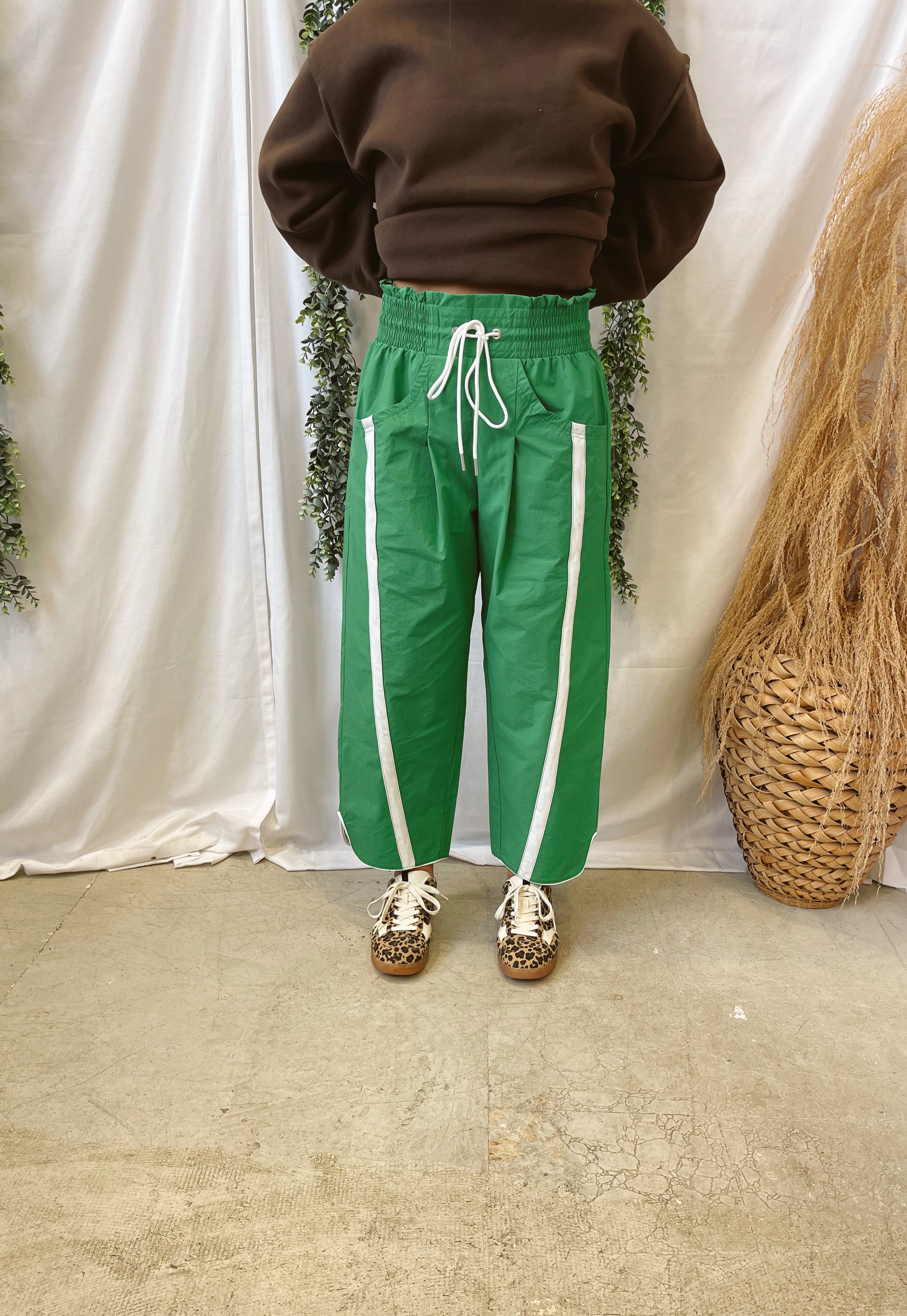 Bucket Windbreaker Pants-Green-Pants-bucketlist-The Silo Boutique, Women's Fashion Boutique Located in Warren and Grand Forks North Dakota