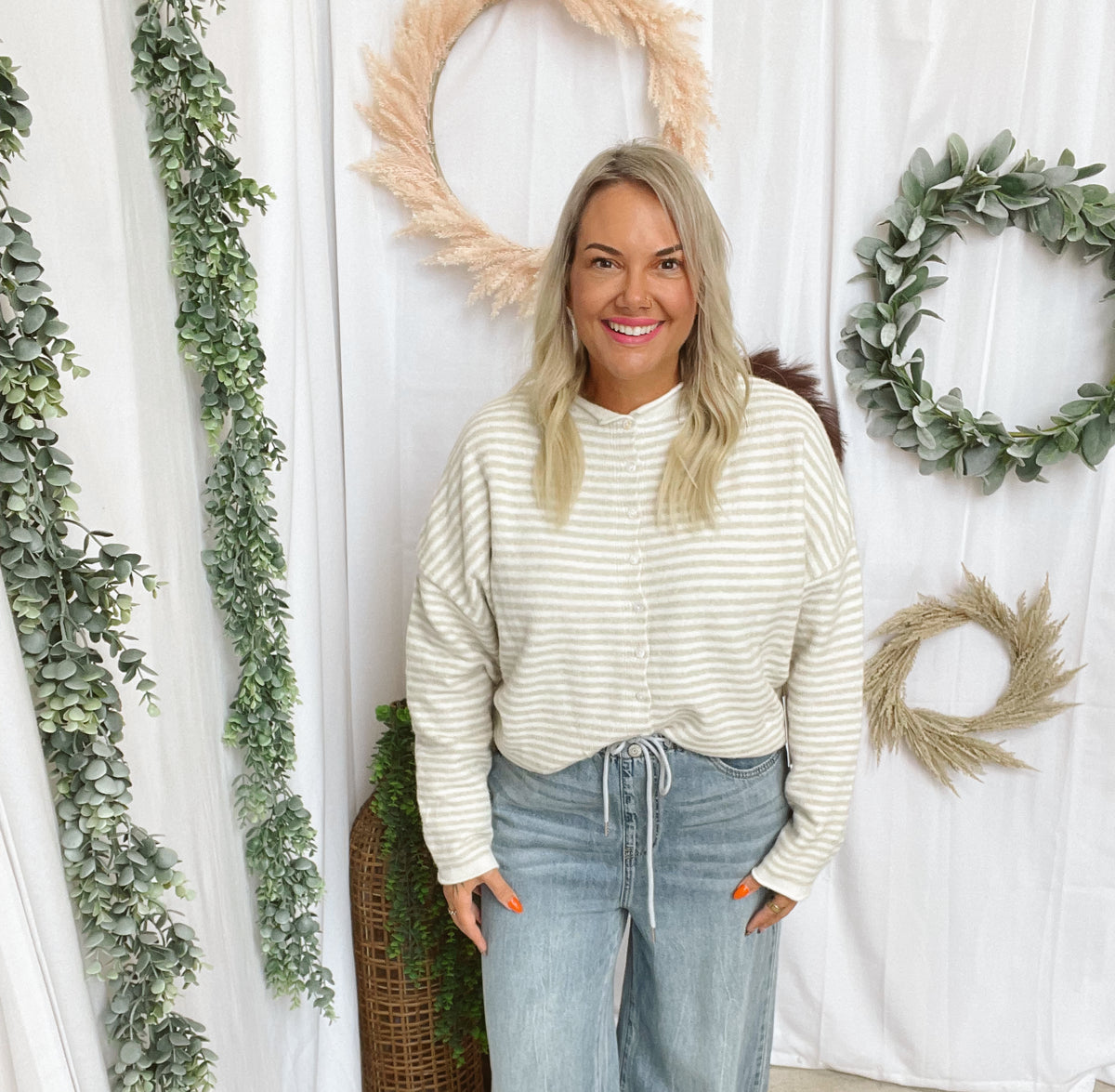 Piper Cardigan-Cream Stripe-Cardigans-Things Between-The Silo Boutique, Women's Fashion Boutique Located in Warren and Grand Forks North Dakota