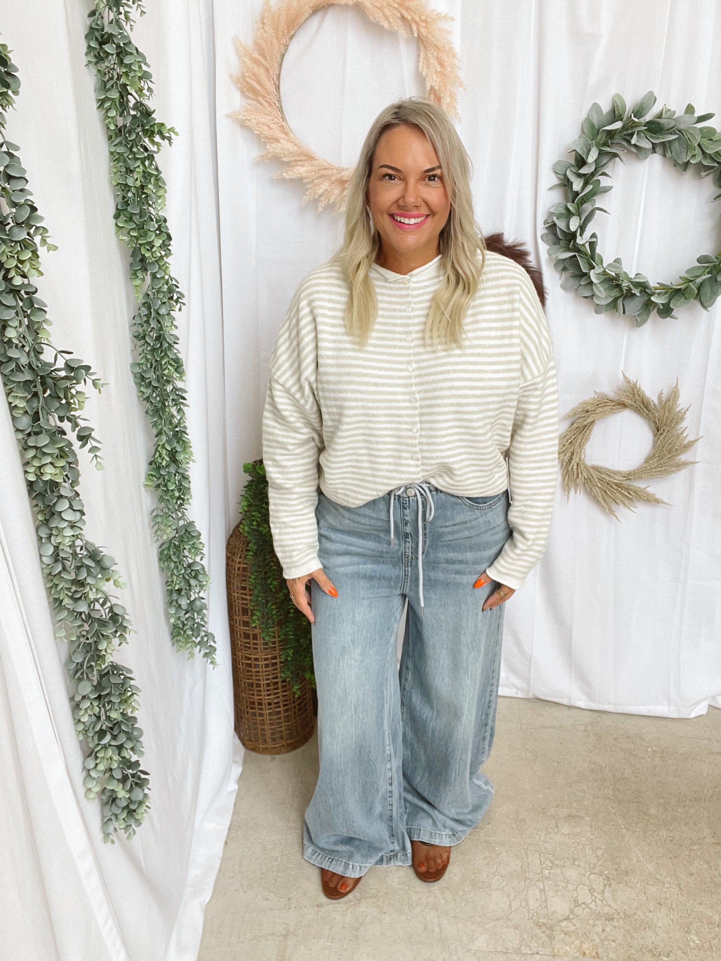 Piper Cardigan-Cream Stripe-Cardigans-Things Between-The Silo Boutique, Women's Fashion Boutique Located in Warren and Grand Forks North Dakota