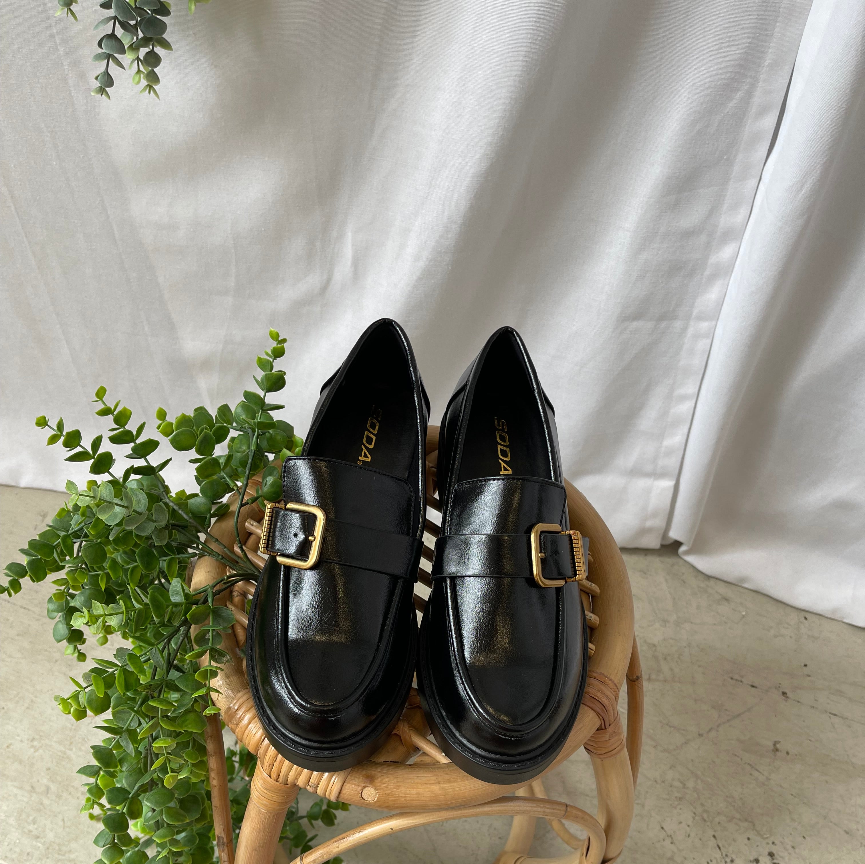 Soda Carbo Black Loafer-Sandals-soda-The Silo Boutique, Women's Fashion Boutique Located in Warren and Grand Forks North Dakota