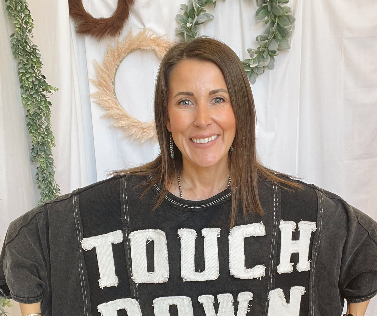 Mineral Wash Gameday Shirt-Black-Short Sleeve Tops-oddi-The Silo Boutique, Women's Fashion Boutique Located in Warren and Grand Forks North Dakota