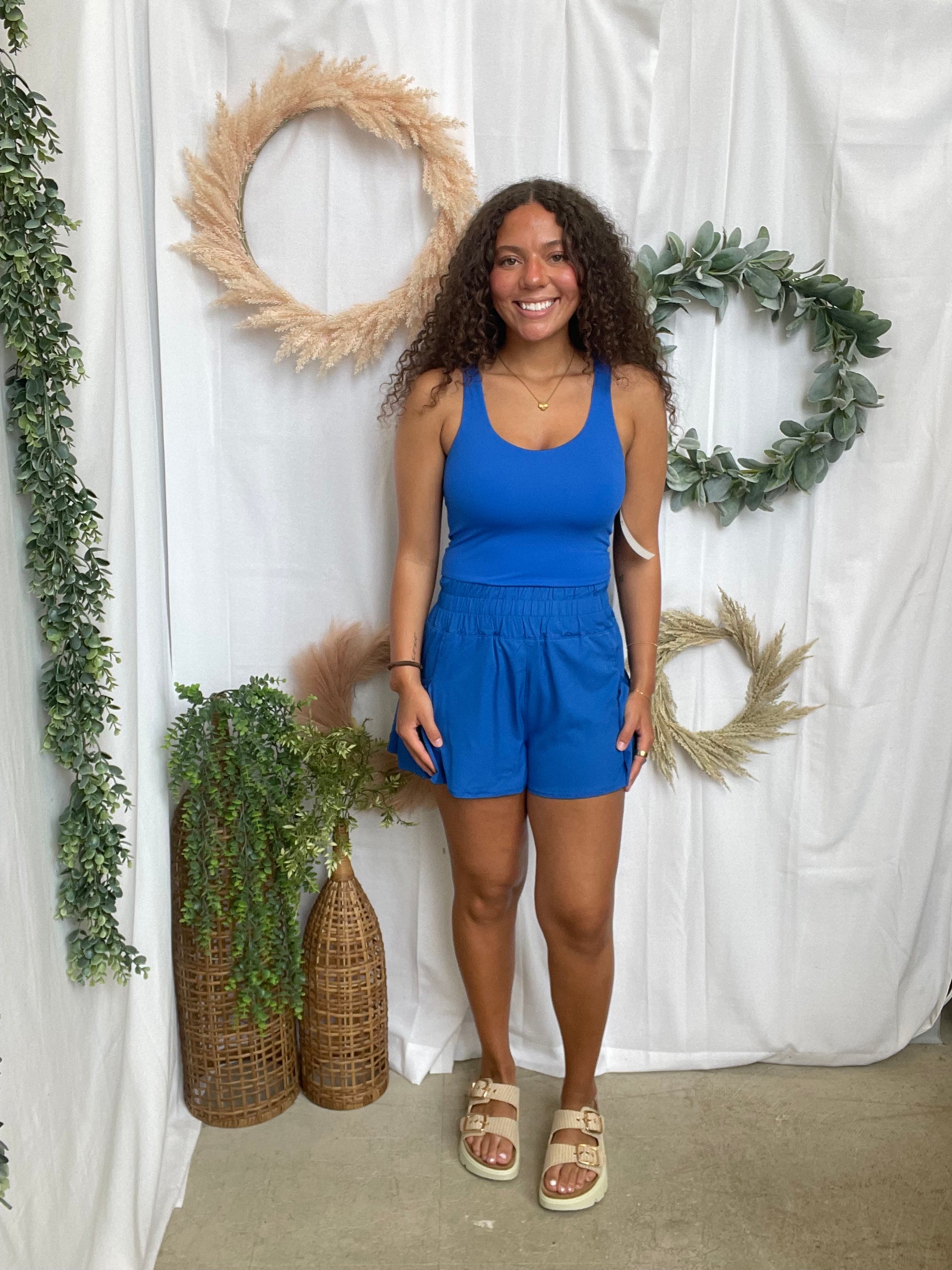 Flounce and Flow Romper-Royal-Jumpsuits & Rompers-mono b-The Silo Boutique, Women's Fashion Boutique Located in Warren and Grand Forks North Dakota