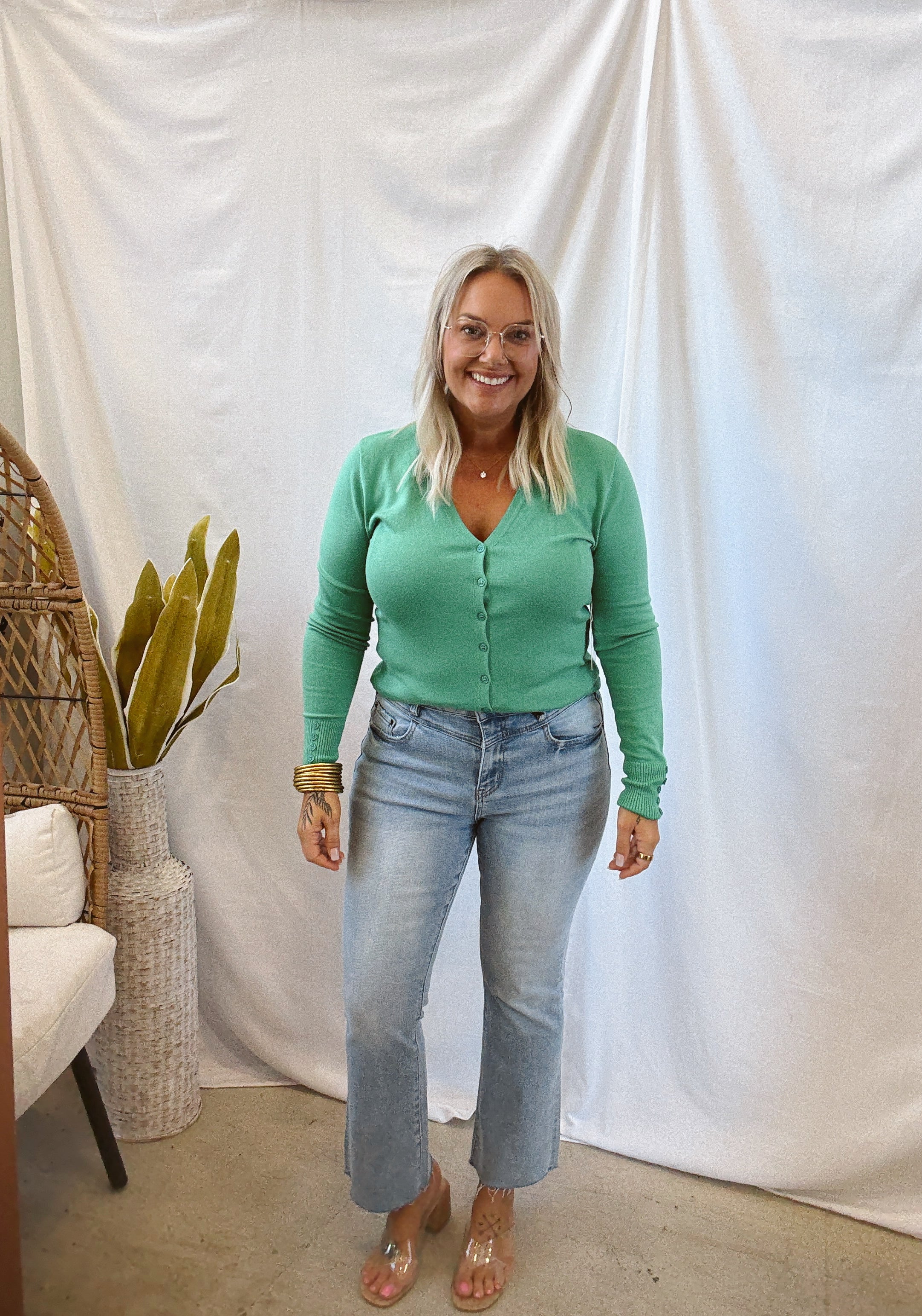 Mica Yoke Capri Blue Bootcut Jeans-Jeans-mica-The Silo Boutique, Women's Fashion Boutique Located in Warren and Grand Forks North Dakota