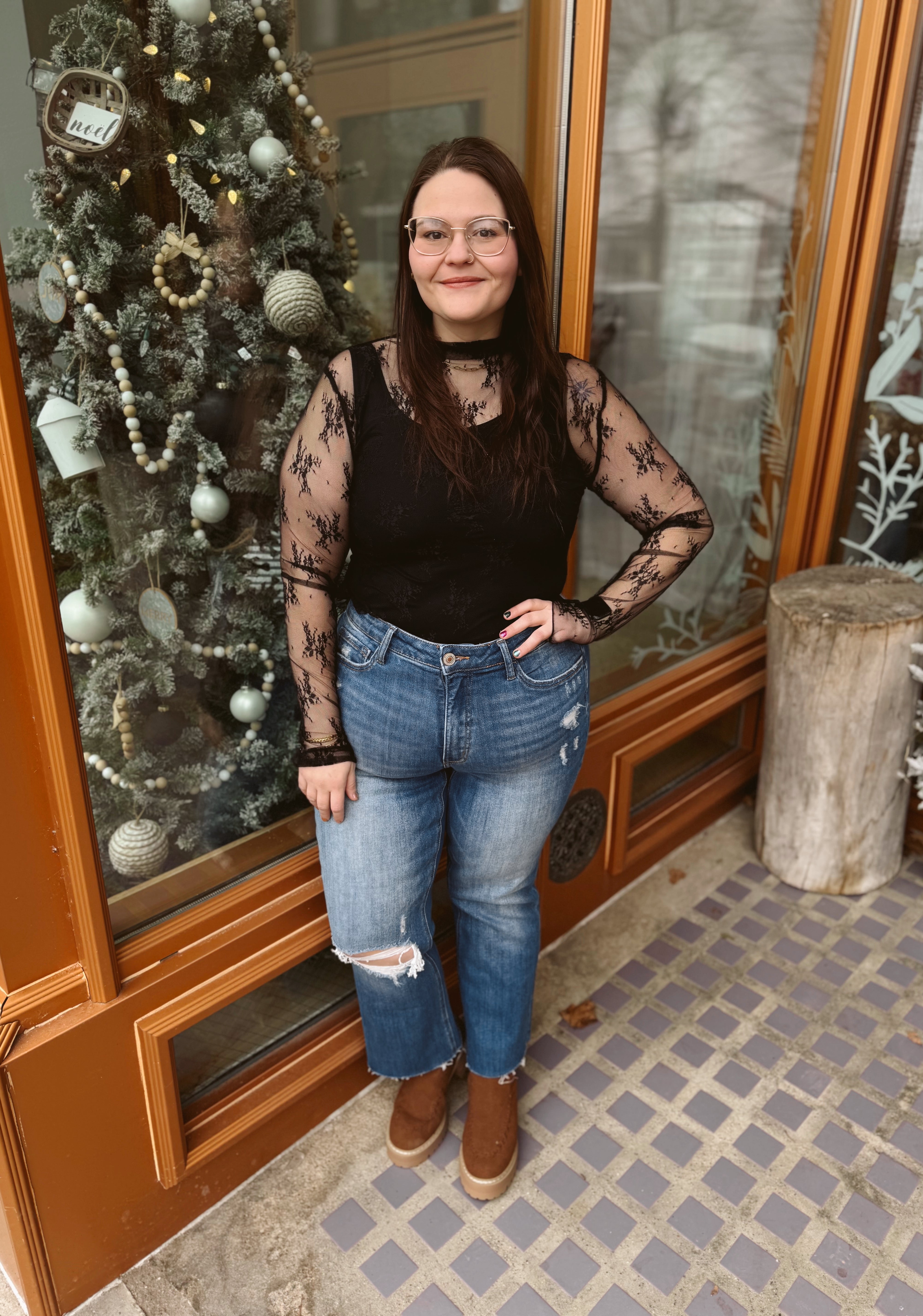 So Sweet Lace Long Sleeve Top-Long Sleeve Tops-sweet genisis-The Silo Boutique, Women's Fashion Boutique Located in Warren and Grand Forks North Dakota