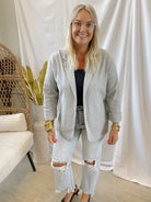 Rae Knit Blazer-Grey-Blazers-Doe and Rae-The Silo Boutique, Women's Fashion Boutique Located in Warren and Grand Forks North Dakota