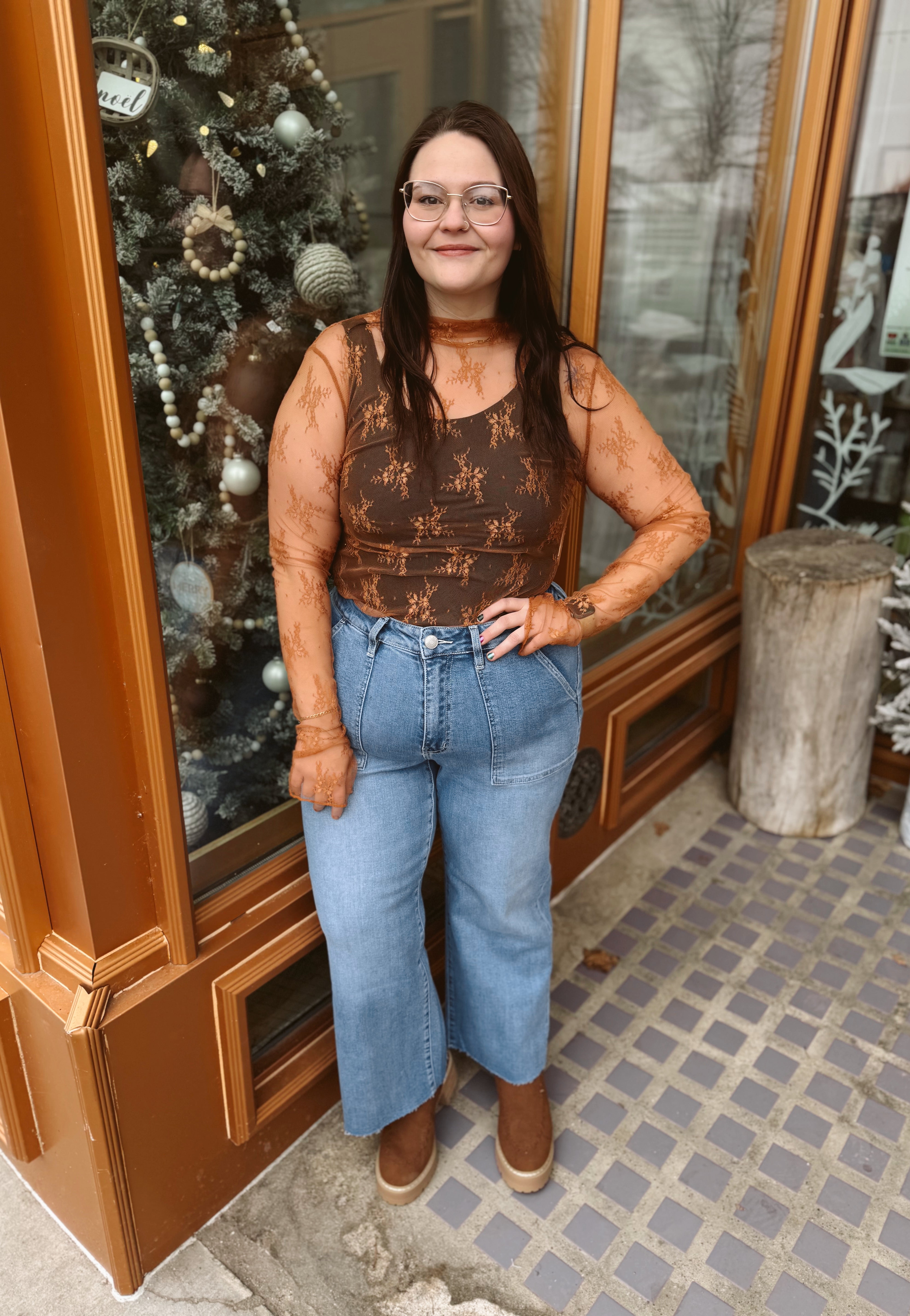 So Sweet Lace Long Sleeve Top-Long Sleeve Tops-sweet genisis-The Silo Boutique, Women's Fashion Boutique Located in Warren and Grand Forks North Dakota