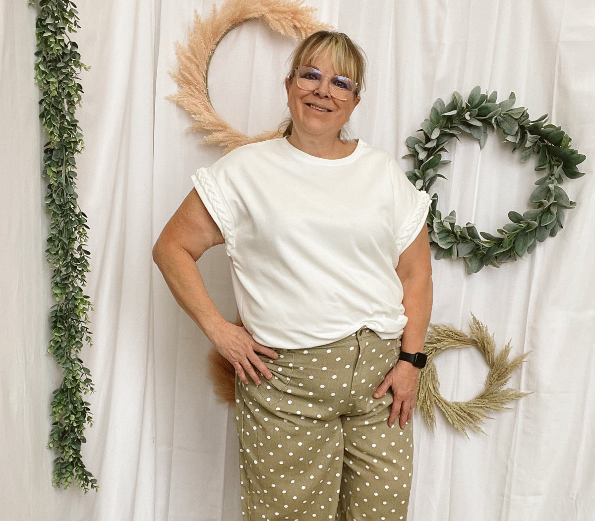 Eve Braided Sleeve Top-White-Short Sleeve Tops-ENTRO-The Silo Boutique, Women's Fashion Boutique Located in Warren and Grand Forks North Dakota