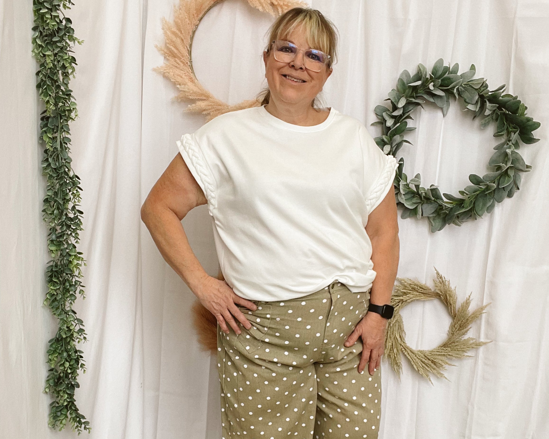 Eve Braided Sleeve Top-White-Short Sleeve Tops-ENTRO-The Silo Boutique, Women's Fashion Boutique Located in Warren and Grand Forks North Dakota
