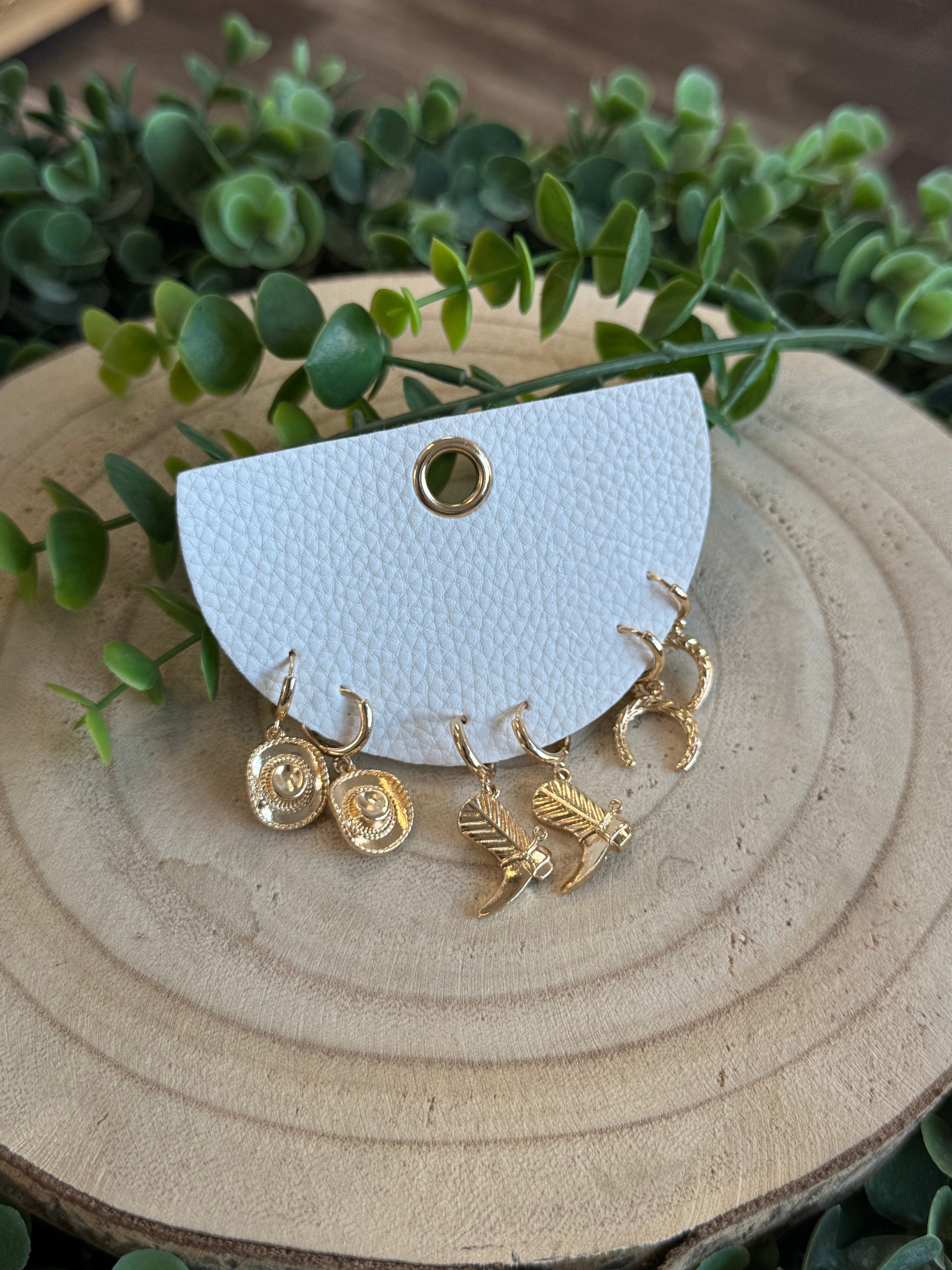 3 Pair Giddy Up Earrings-Earrings-Fame-The Silo Boutique, Women's Fashion Boutique Located in Warren and Grand Forks North Dakota