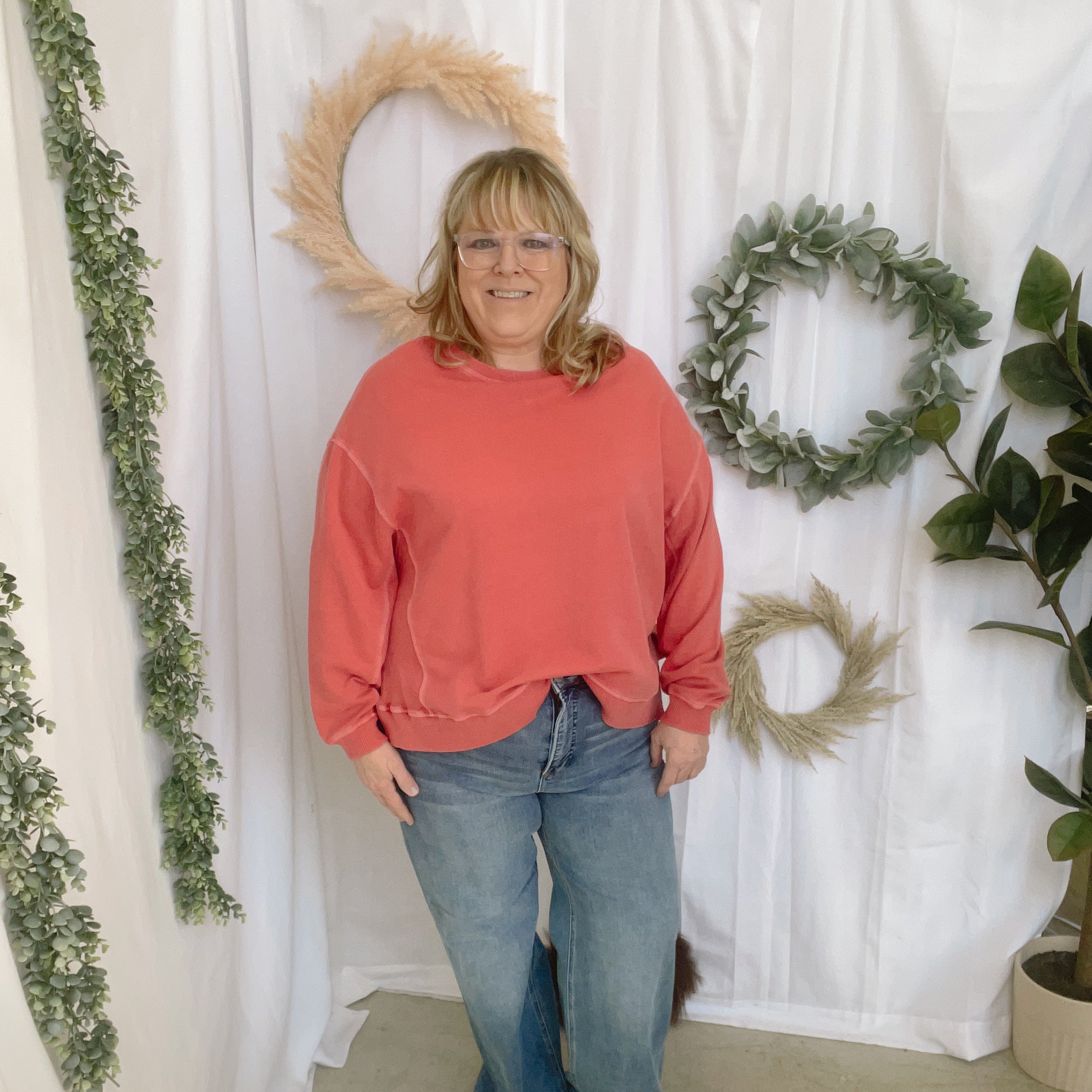 Jess Terry Pullover Sweatshirt-Red-The Silo Boutique-The Silo Boutique, Women's Fashion Boutique Located in Warren and Grand Forks North Dakota