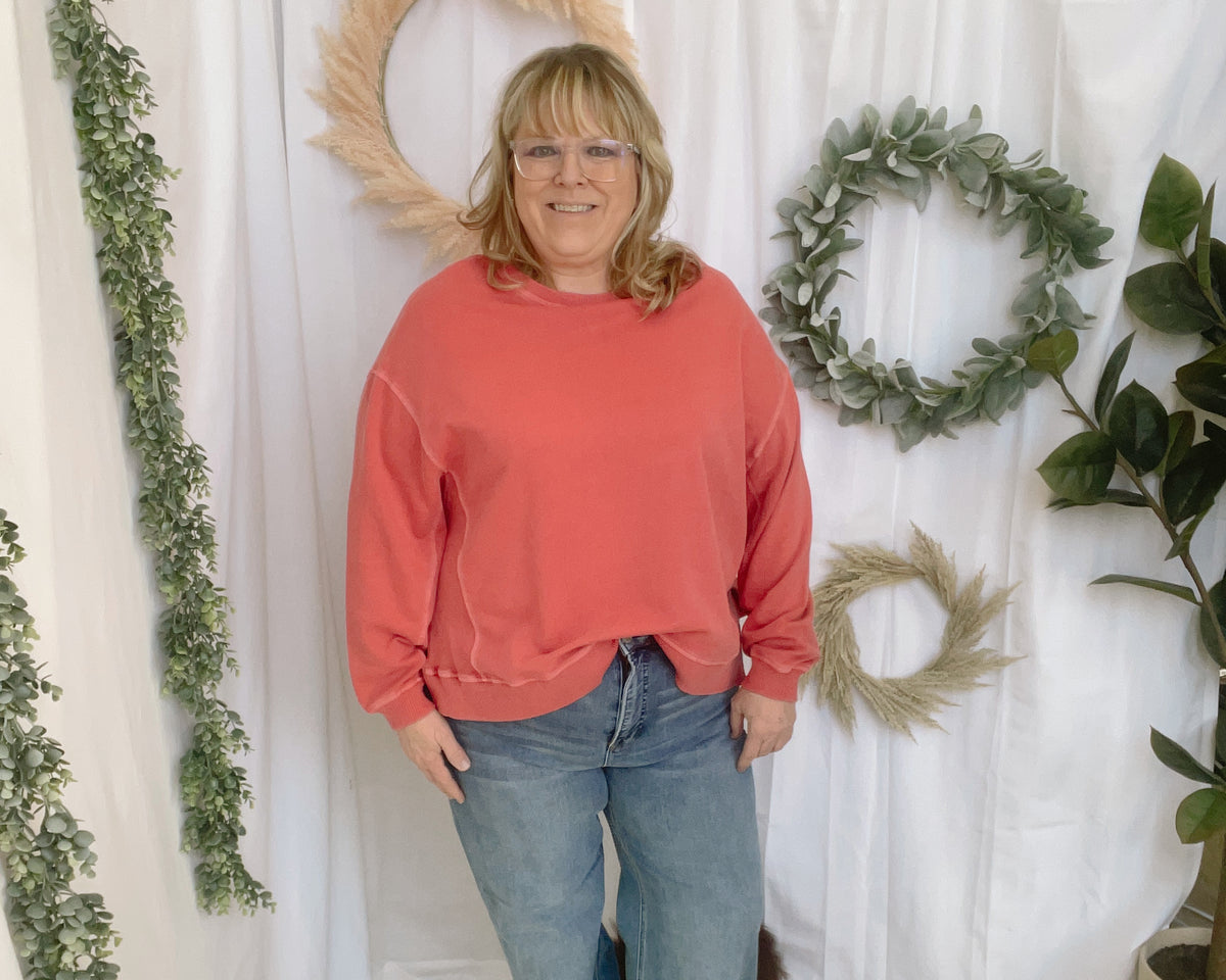 Jess Terry Pullover Sweatshirt-Red-The Silo Boutique-The Silo Boutique, Women's Fashion Boutique Located in Warren and Grand Forks North Dakota