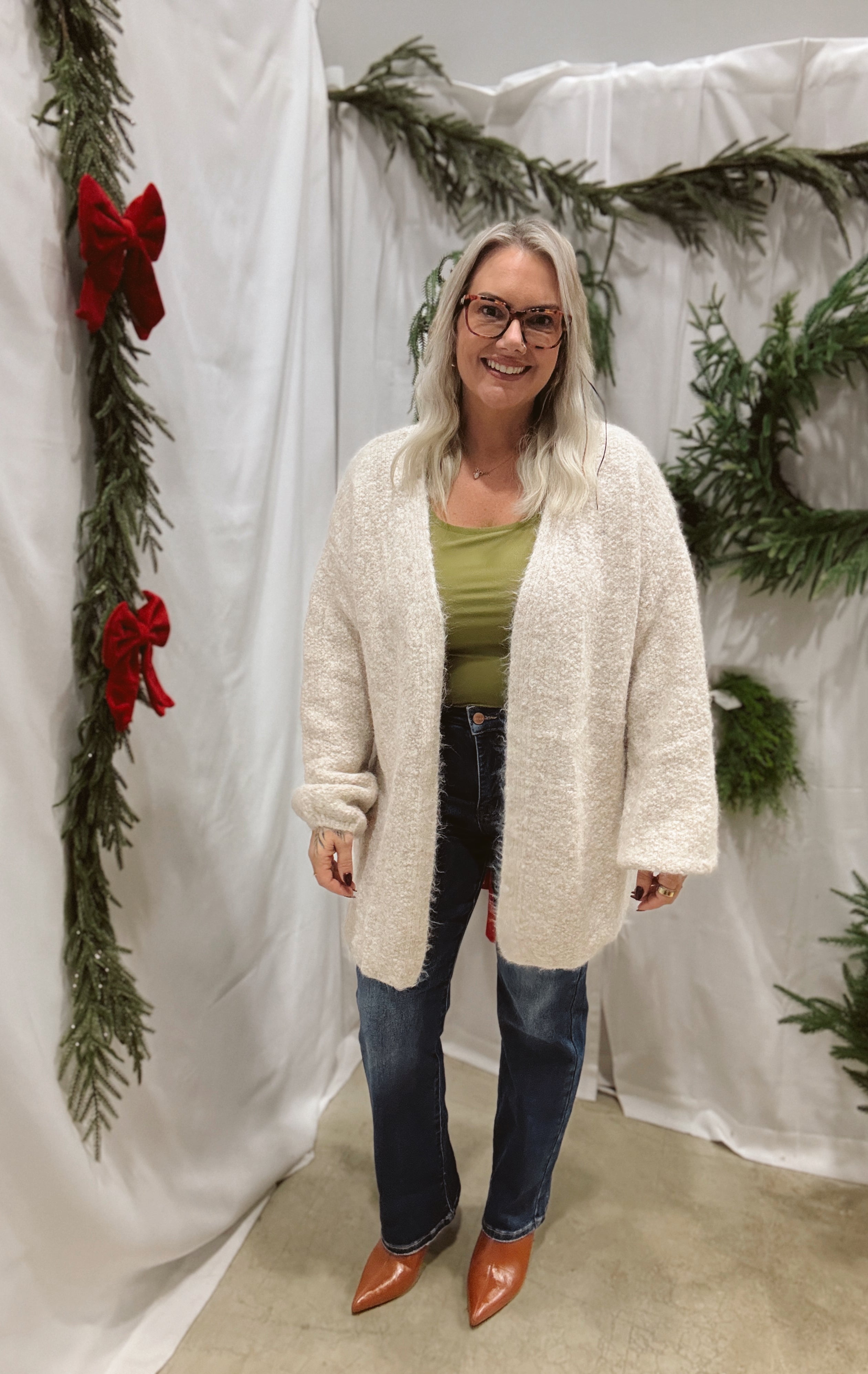 Oatmeal Brushed Sweater Cardigan-Cardigans-wishlist-The Silo Boutique, Women's Fashion Boutique Located in Warren and Grand Forks North Dakota