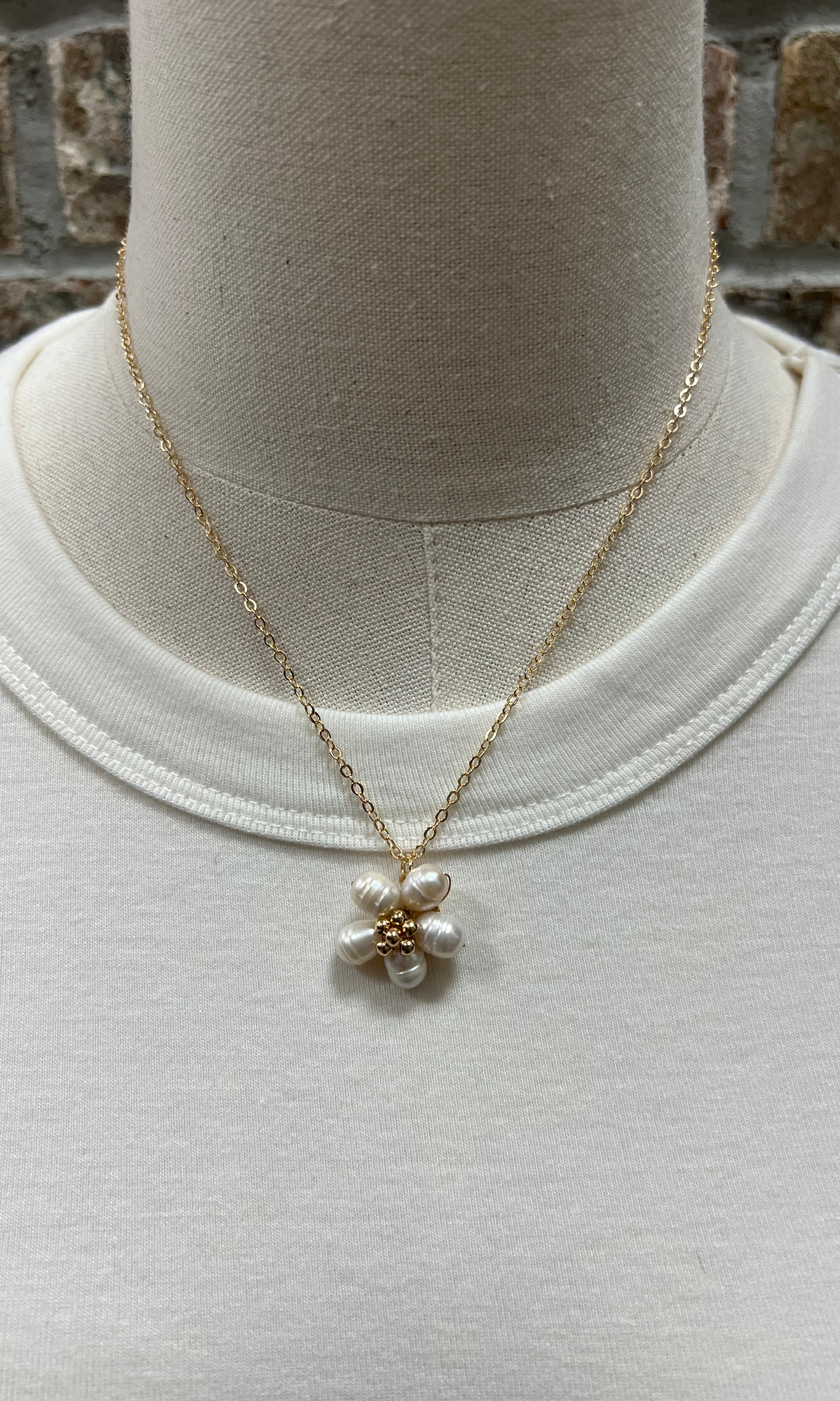 Fame Cluster Pearl Flower Necklace-Necklaces-Fame-The Silo Boutique, Women's Fashion Boutique Located in Warren and Grand Forks North Dakota